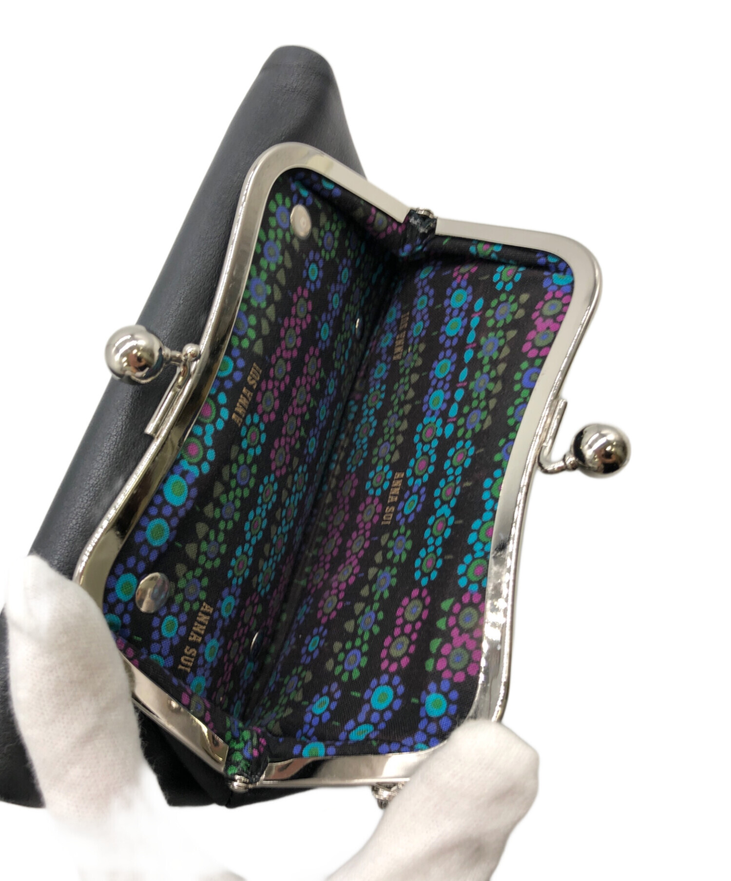 中古・古着通販】ANNA SUI (アナスイ) がま口長財布 ブラック 