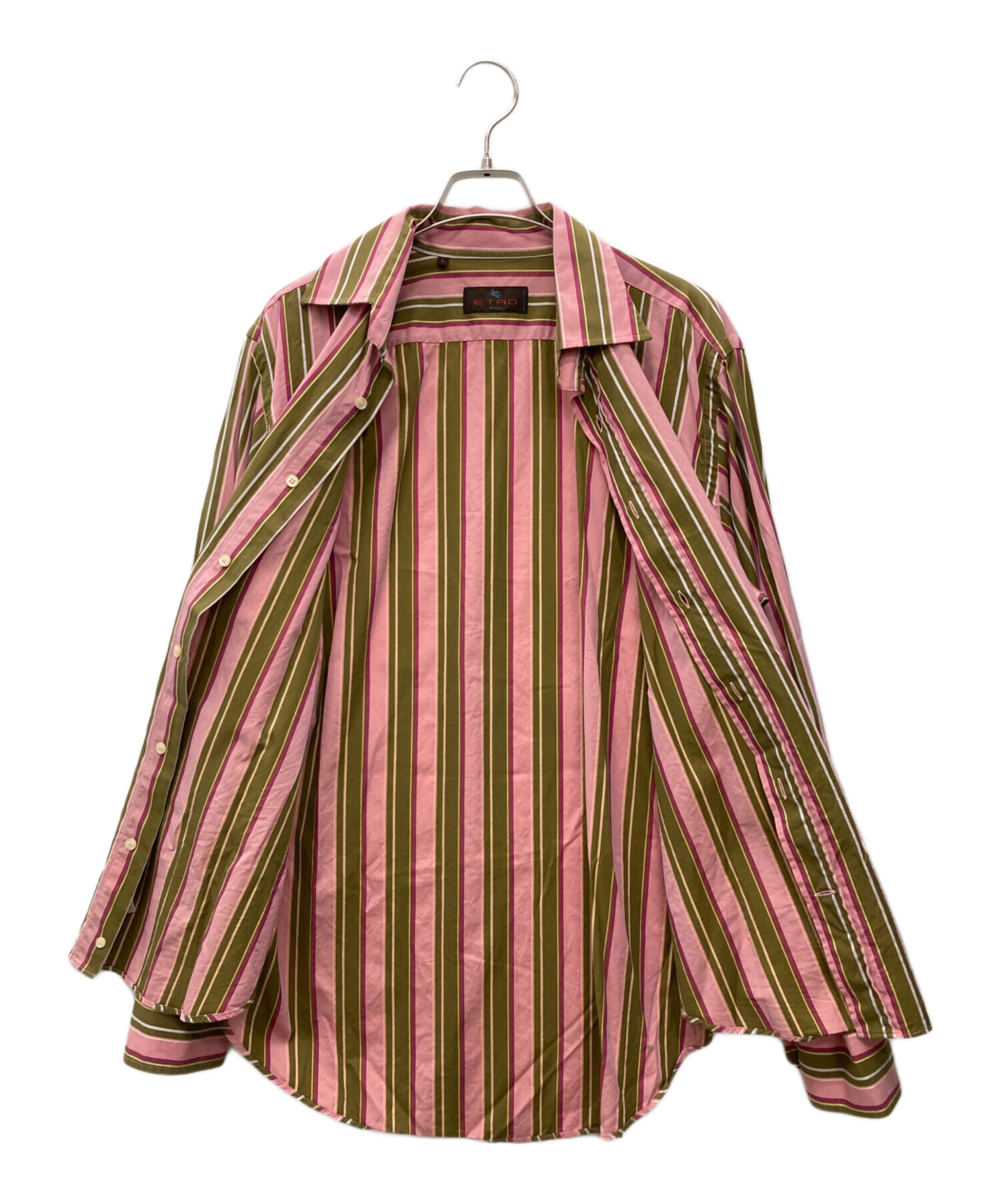 エトロ 長袖シャツブラウス レディース - 中古・古着通販】ETRO (エトロ) 長袖シャツ ピンク×ブラウン サイズ:L