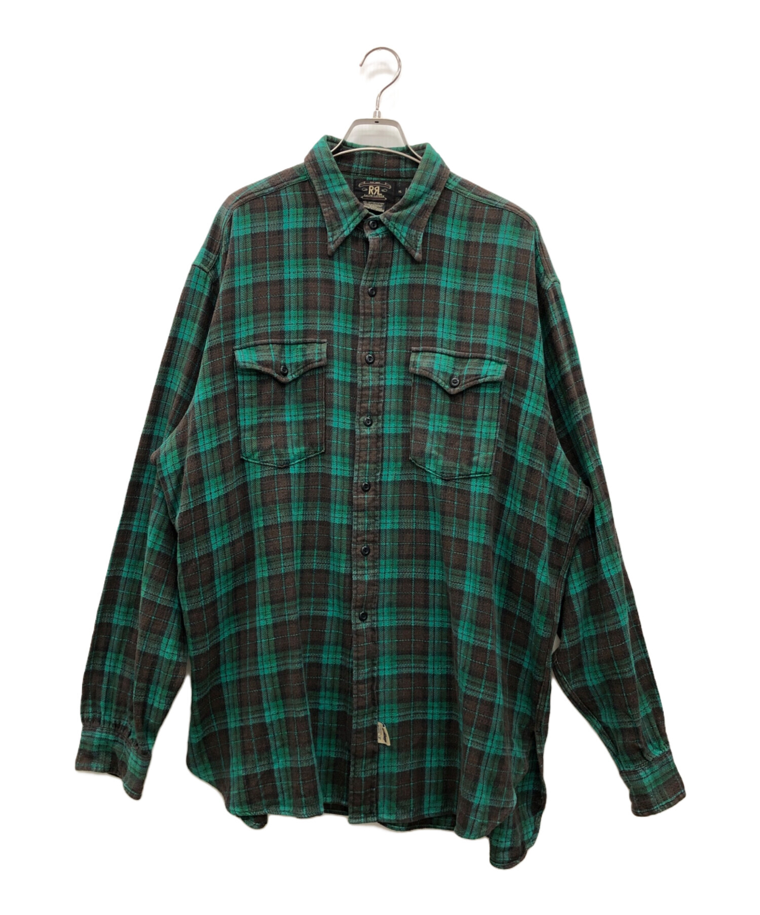 【新品】RRL ダブルアールエル ネルシャツ L 緑ｘ黒 RRL ダブルアールエル 緑と黒のネルシャツ メンズサイズ