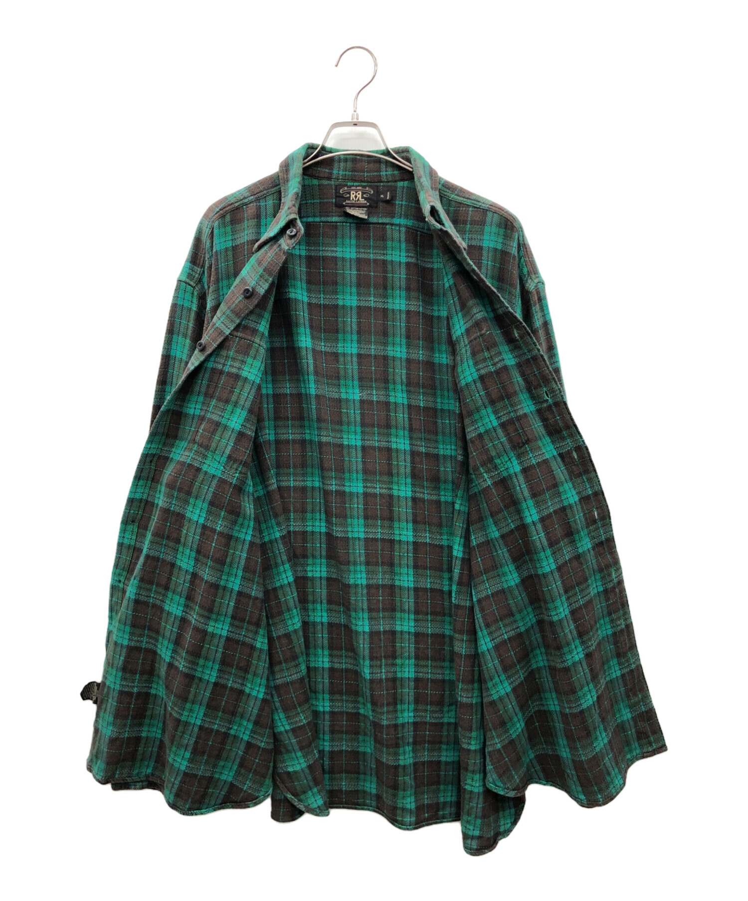 【新品】RRL ダブルアールエル ネルシャツ L 緑ｘ黒 RRL ダブルアールエル 緑と黒のネルシャツ メンズサイズ