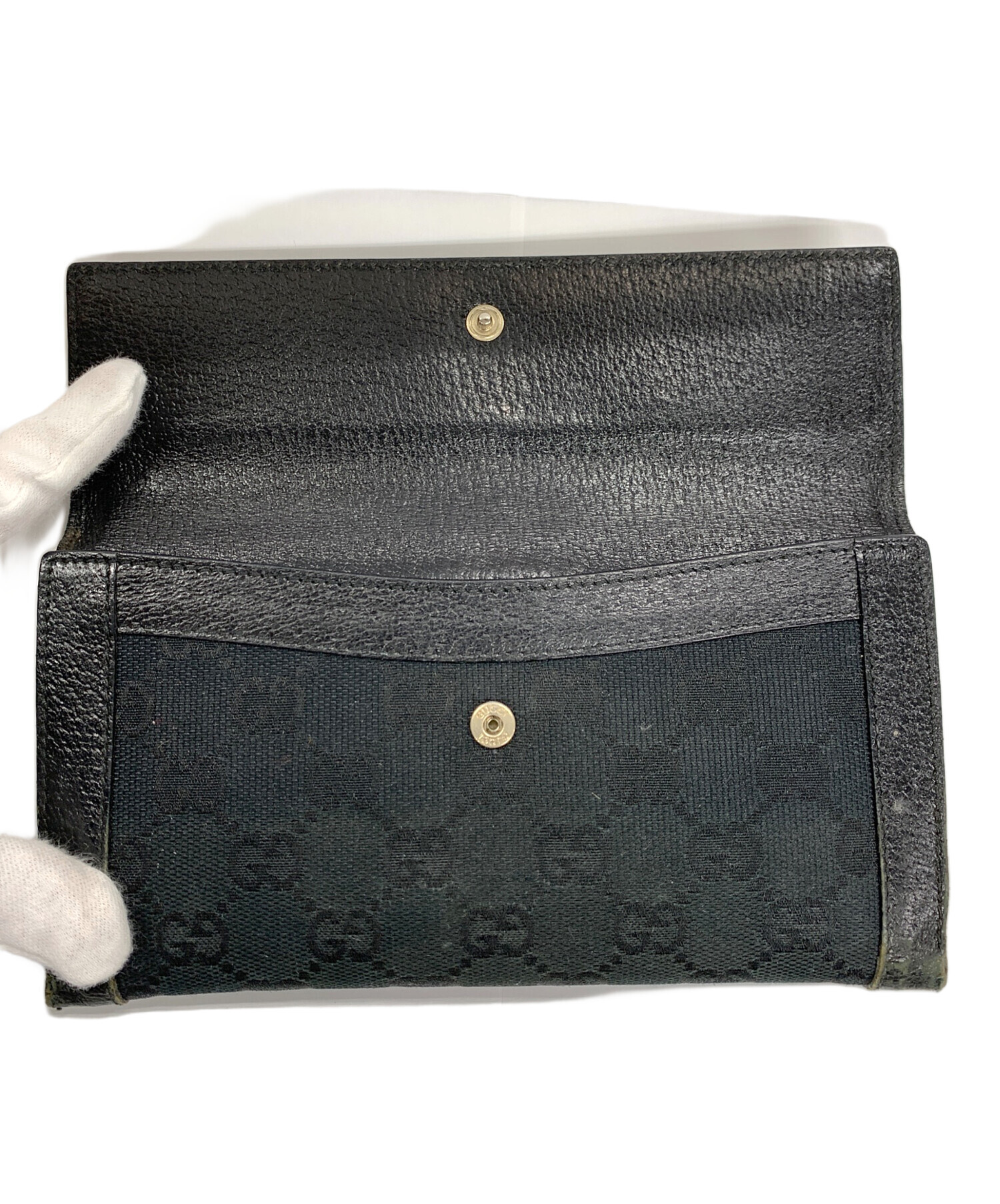 中古・古着通販】GUCCI (グッチ) 長財布 GGキャンバス ブラック サイズ