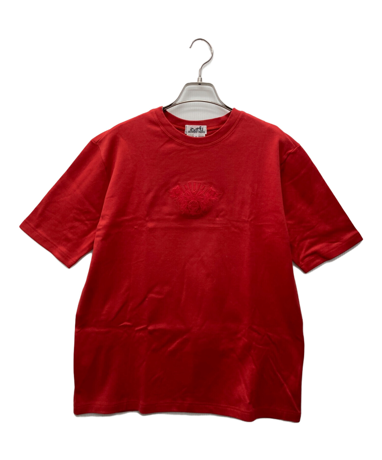 【美品】エルメス Tシャツ 気球 飛行船 大空の狂気 レッド M ヴィンテージ 中古・古着通販】HERMES (エルメス) 半袖Tシャツ レッド サイズ:M 未