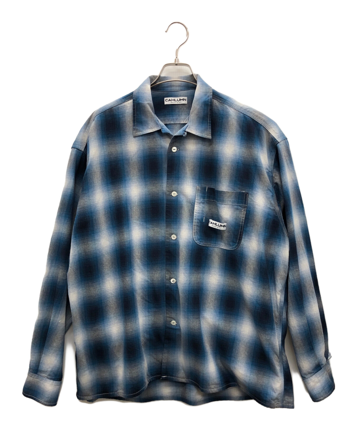 中古・古着通販】CAHLUMN (カウラム) 長袖シャツ ブルー×ホワイト