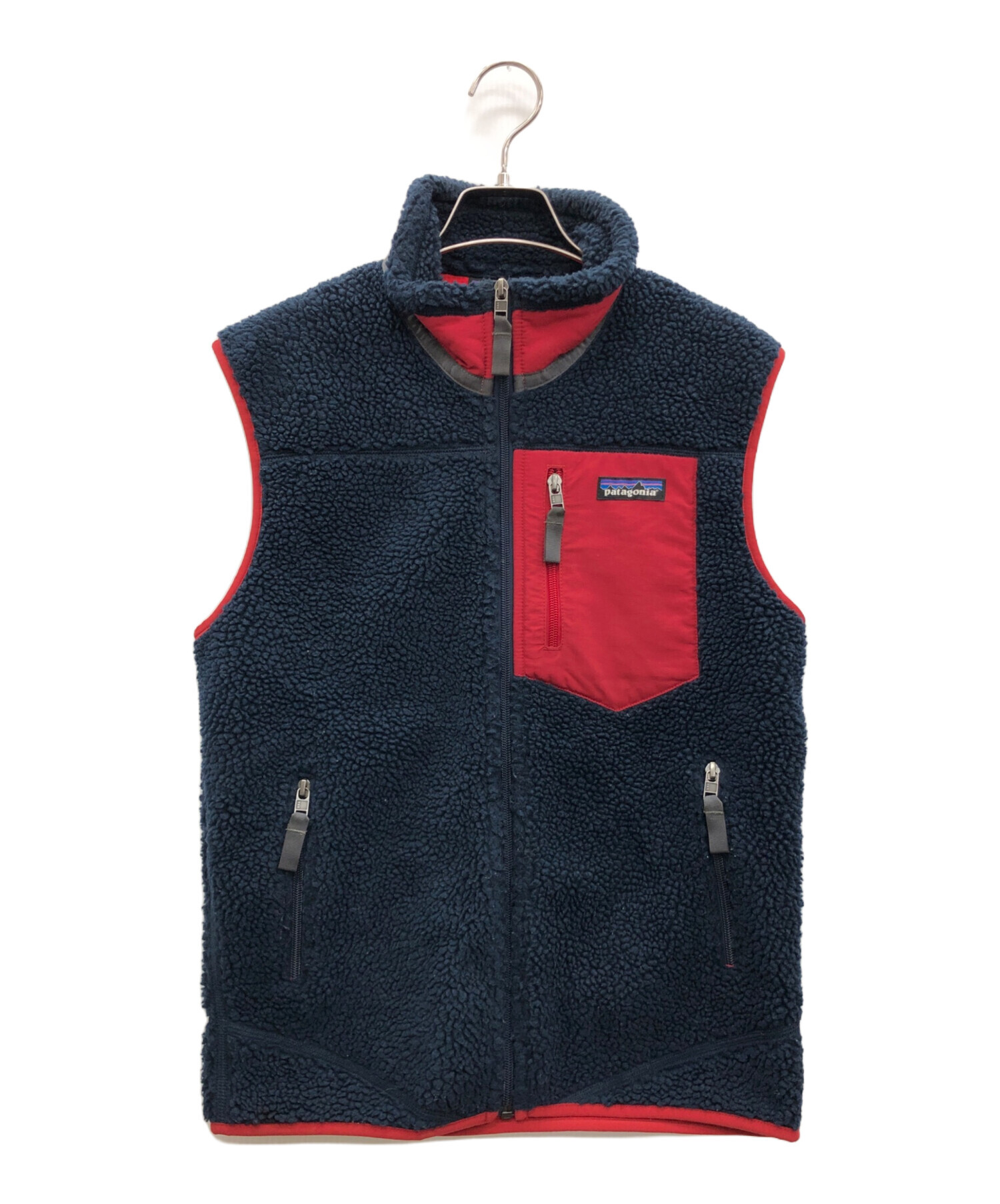 patagonia フリースベスト M ネイビー⁄レッド - メルカリ patagonia