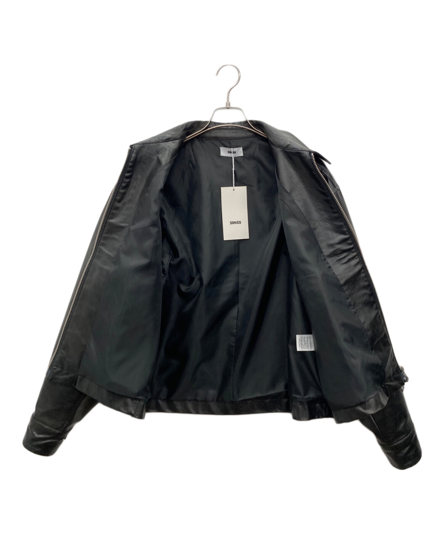 中古・古着通販】SINSS (シンス) フェイクレザージャケット ブラック