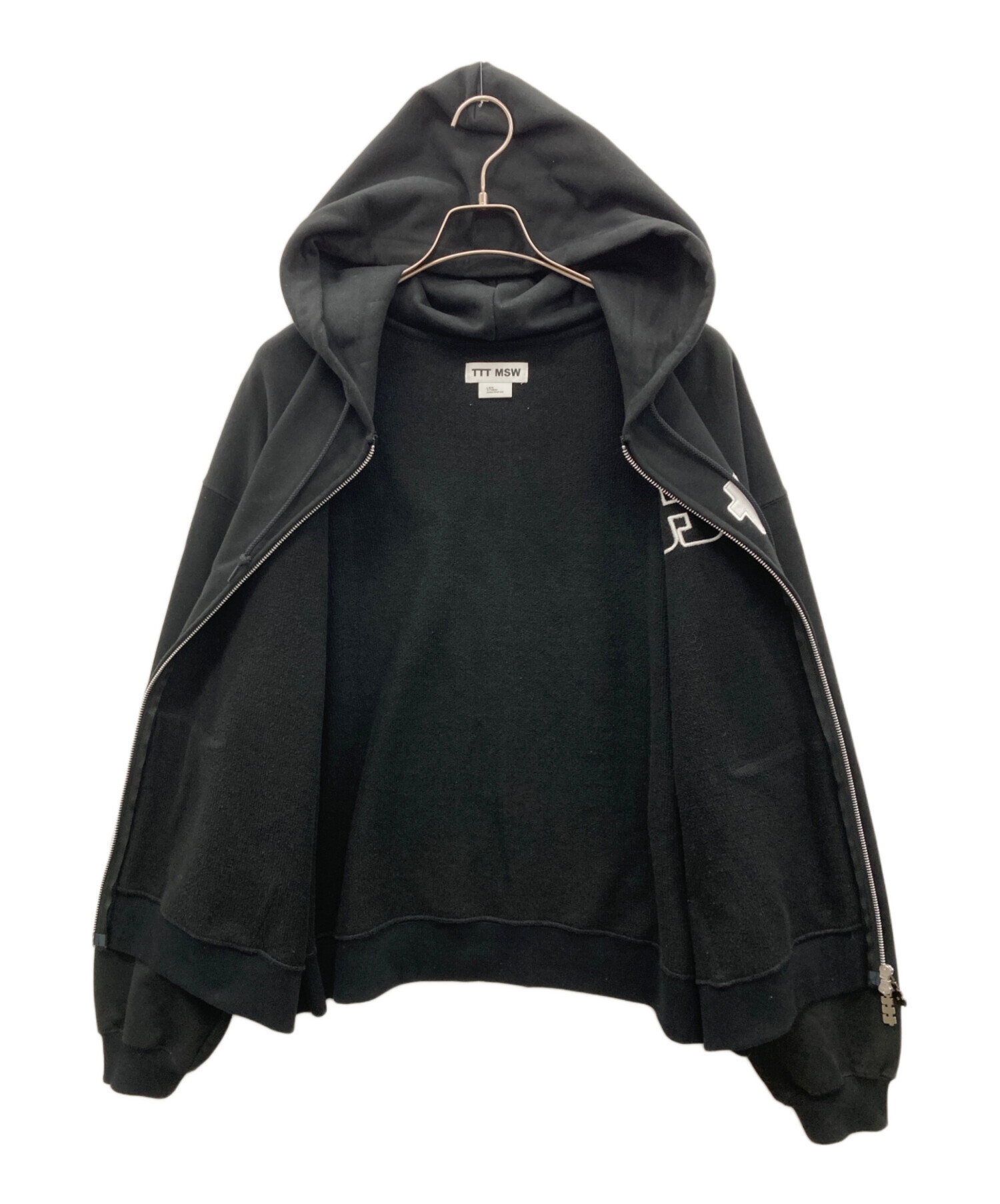 中古・古着通販】TTT MSW (ティー) ロゴジップパーカー ブラック