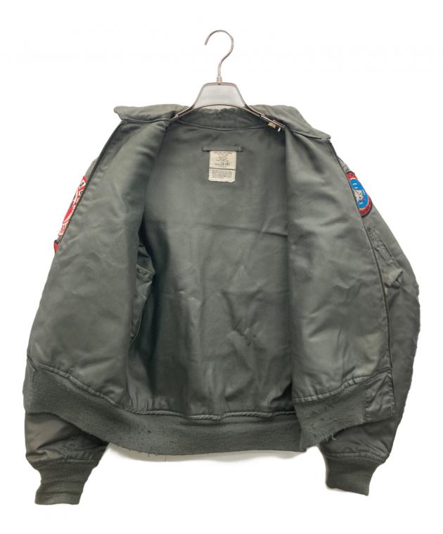 HOUSTON L-2 フライトジャケット カーキ ワッペン 38　E011 中古・古着通販】HOUSTON (ヒューストン) フライトジャケット カーキ