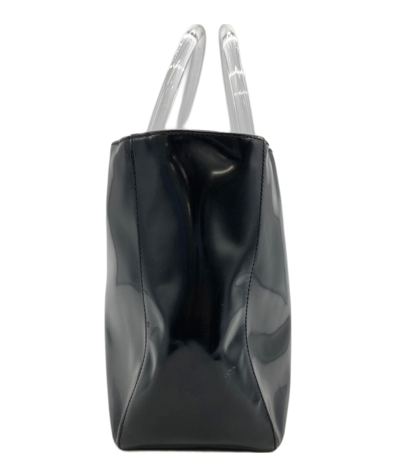中古・古着通販】PRADA (プラダ) エナメルハンドバッグ ブラック