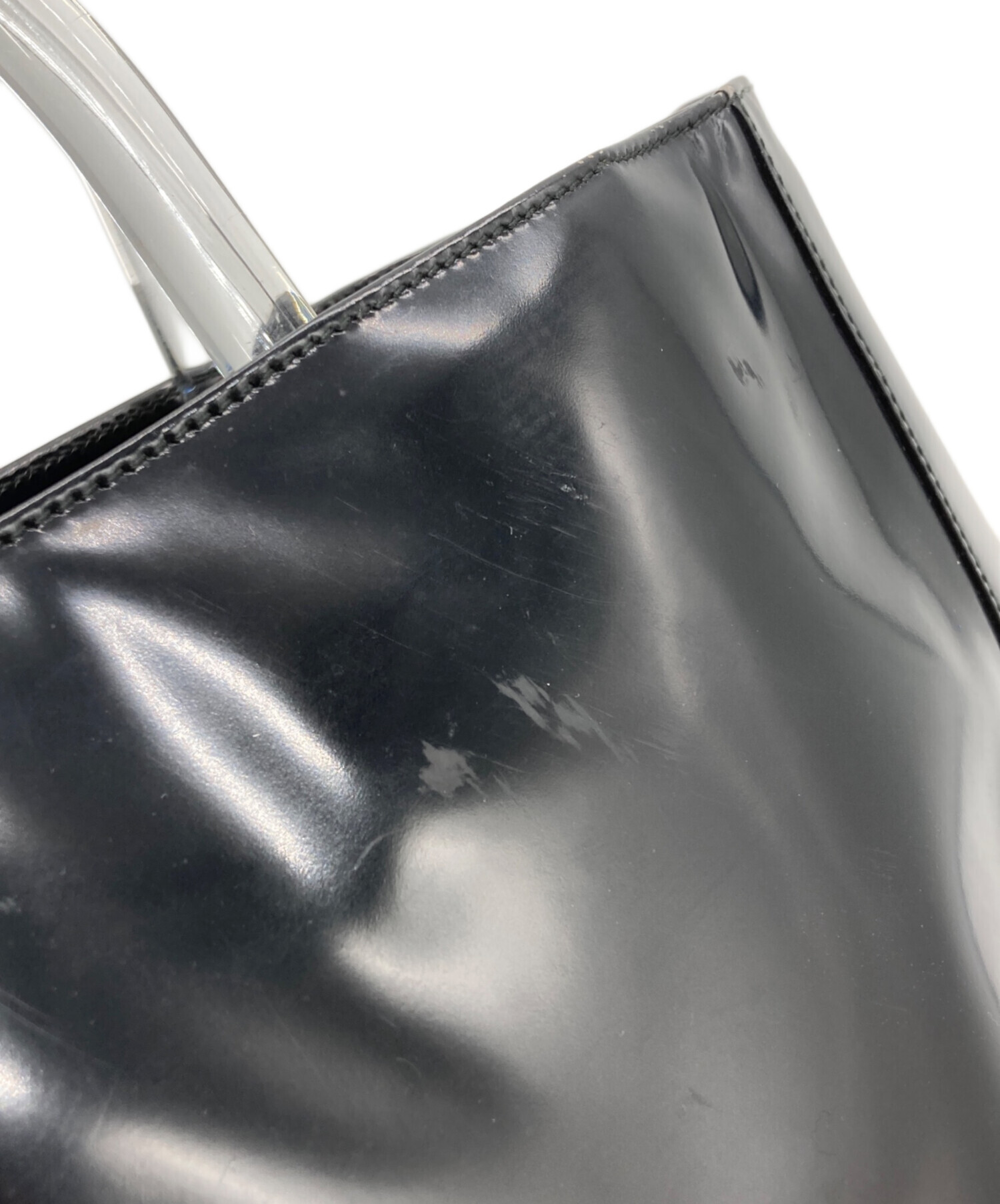 中古・古着通販】PRADA (プラダ) エナメルハンドバッグ ブラック