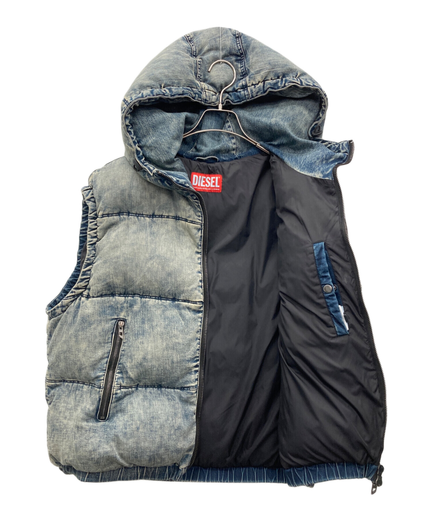 中古・古着通販】DIESEL (ディーゼル) デニムダウンベスト グレー