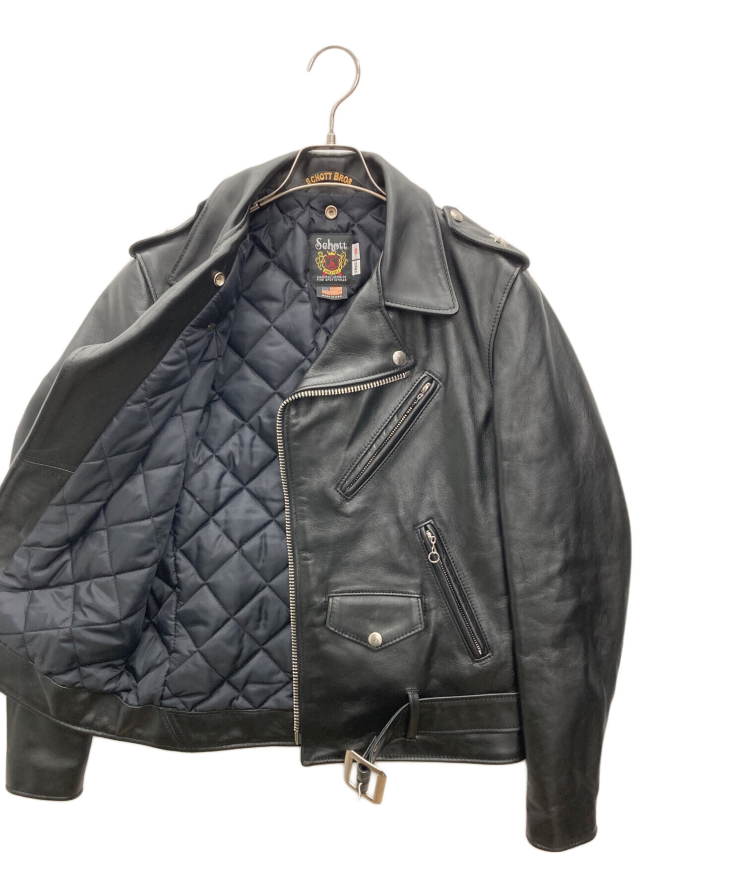 ショット カラード ワンスター ダブルライダース ダークグリーン 38 中古・古着通販】SCHOTT BROS. (ショット) ワンスタートール ダブル