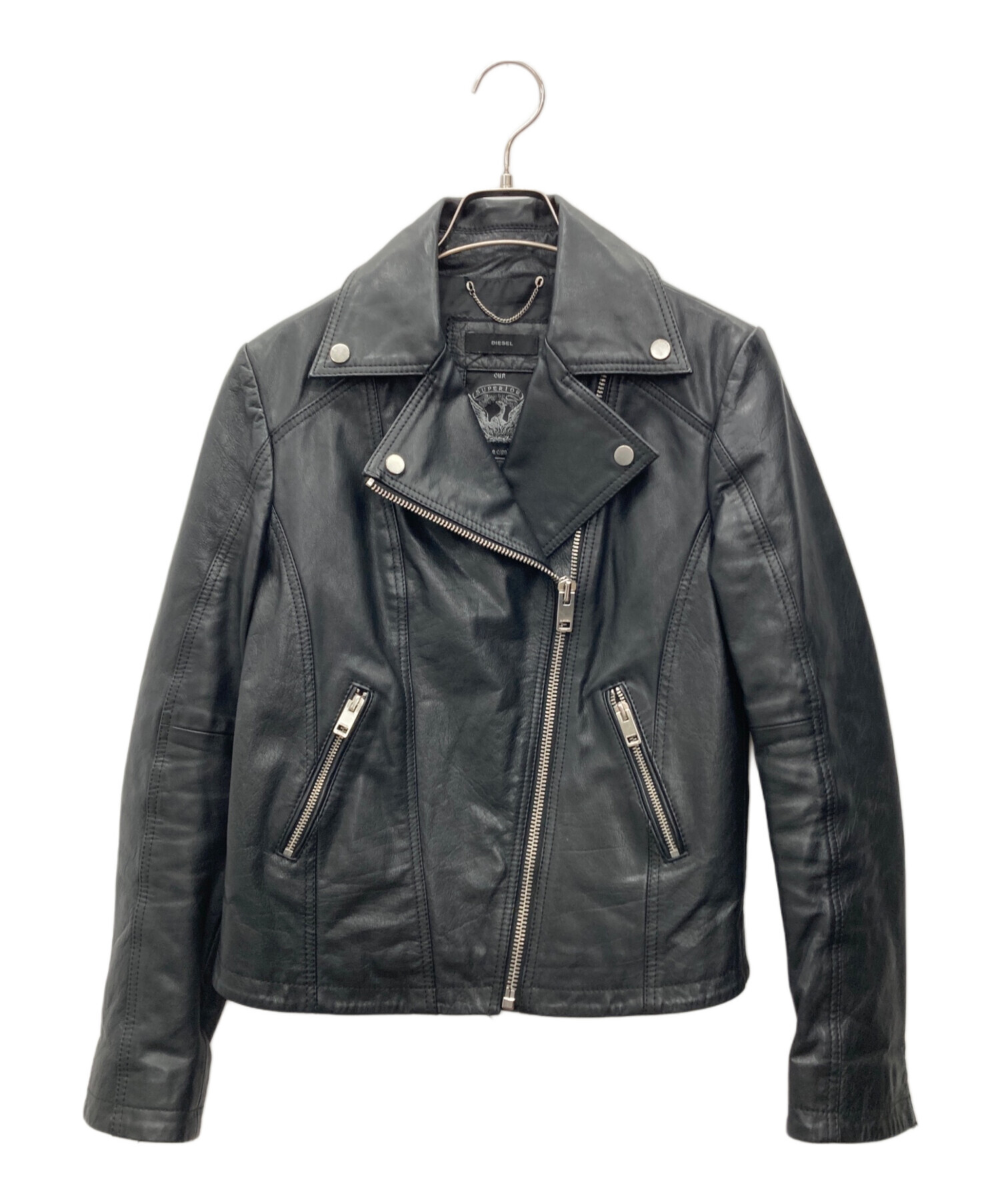 レディース DIESEL ブラック レザーライダースジャケット