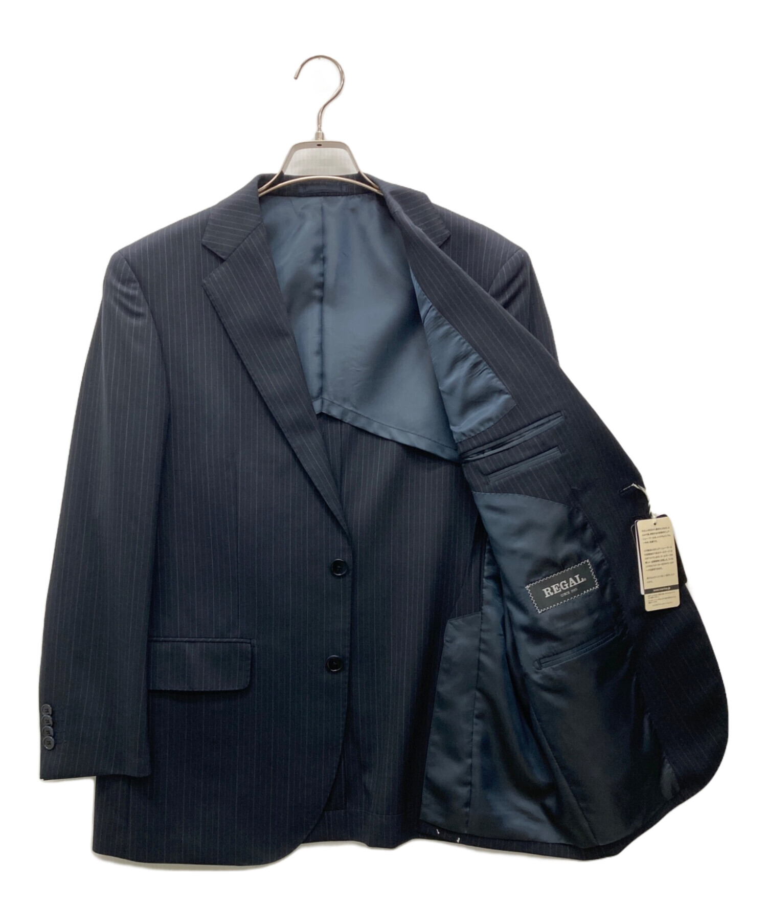 REGAL リーガル AB7 セットアップ ネイビー ストライプ XL 背抜き 中古・古着通販】REGAL (リーガル) セットアップスーツ ネイビー