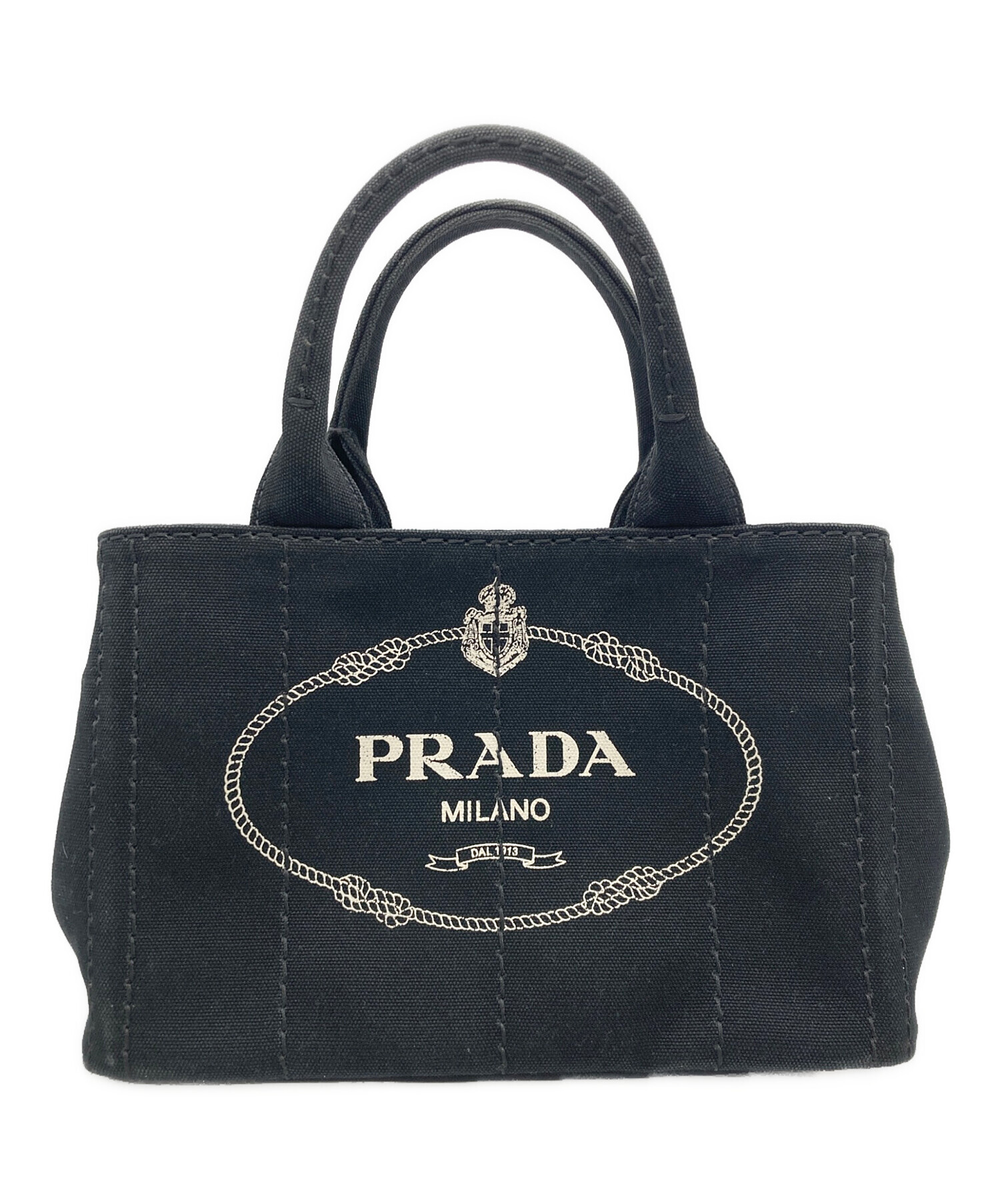 PRADAミニトートバッグ 中古・古着通販】PRADA (プラダ) カナパミニトートバッグ ブラック