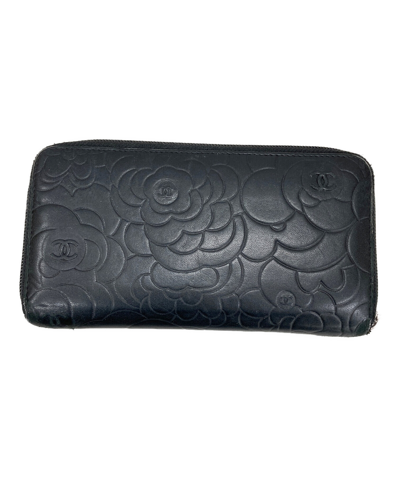 #1219 シャネル デカココ ラウンドファスナー 長財布 黒 古着 中古・古着通販】CHANEL (シャネル) ラウンドファスナー財布 ブラック