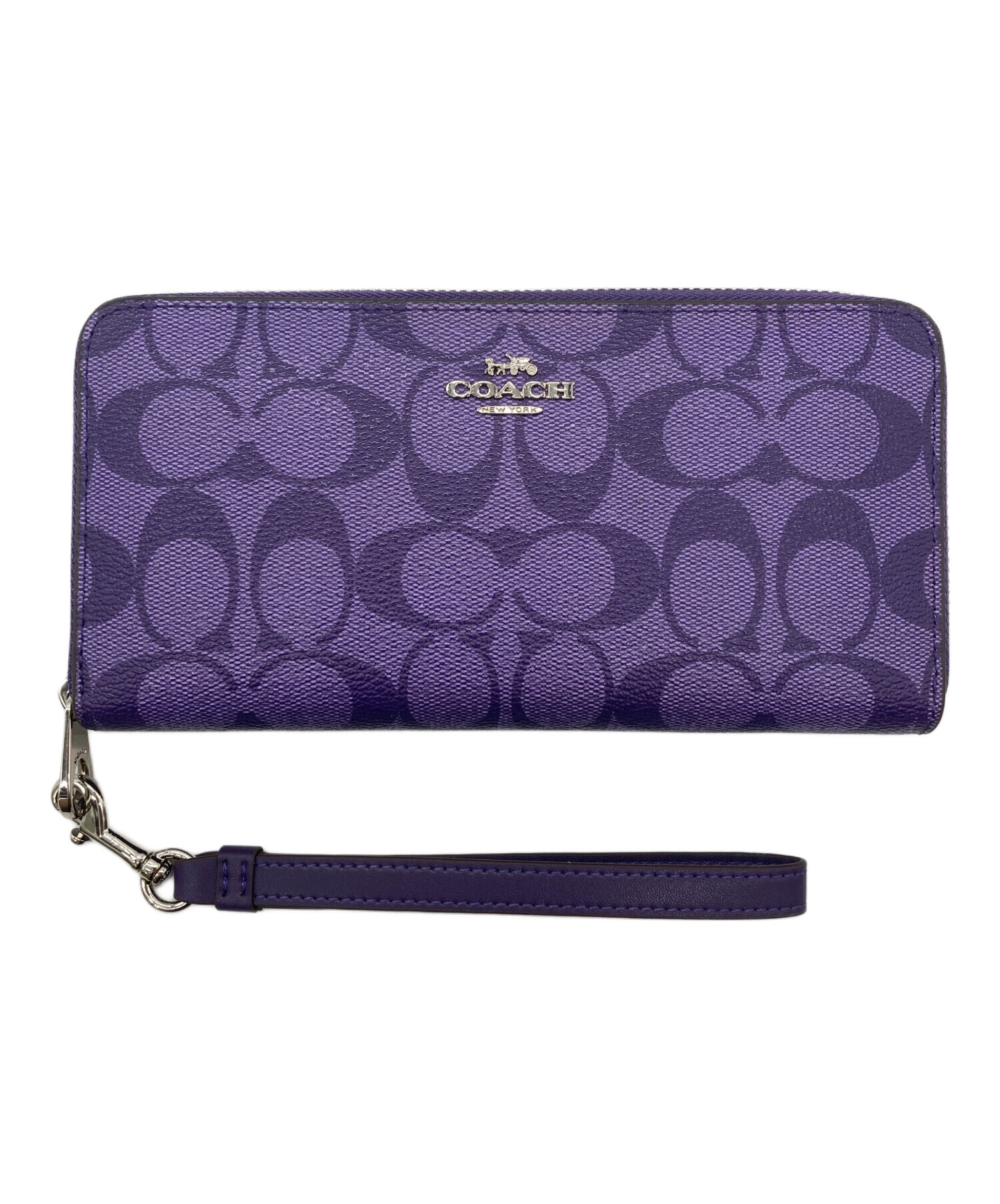 中古・古着通販】COACH (コーチ) ラウンドファスナー財布 パープル