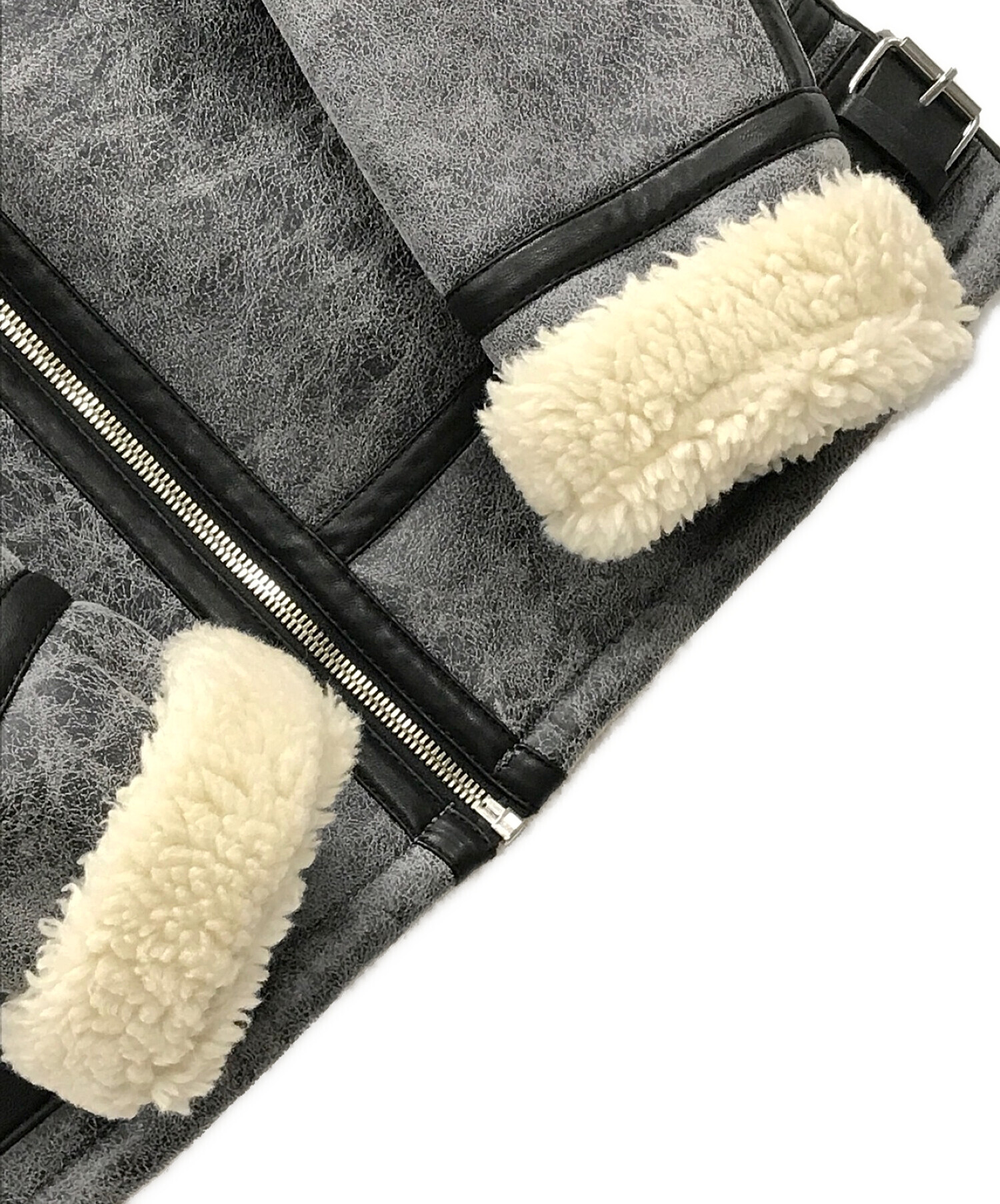 希少色 ZARA B-3 フライトジャケット　白　ボア　M ムートン 美品】ZARA ザラ フェイクムートンジャケット フライト