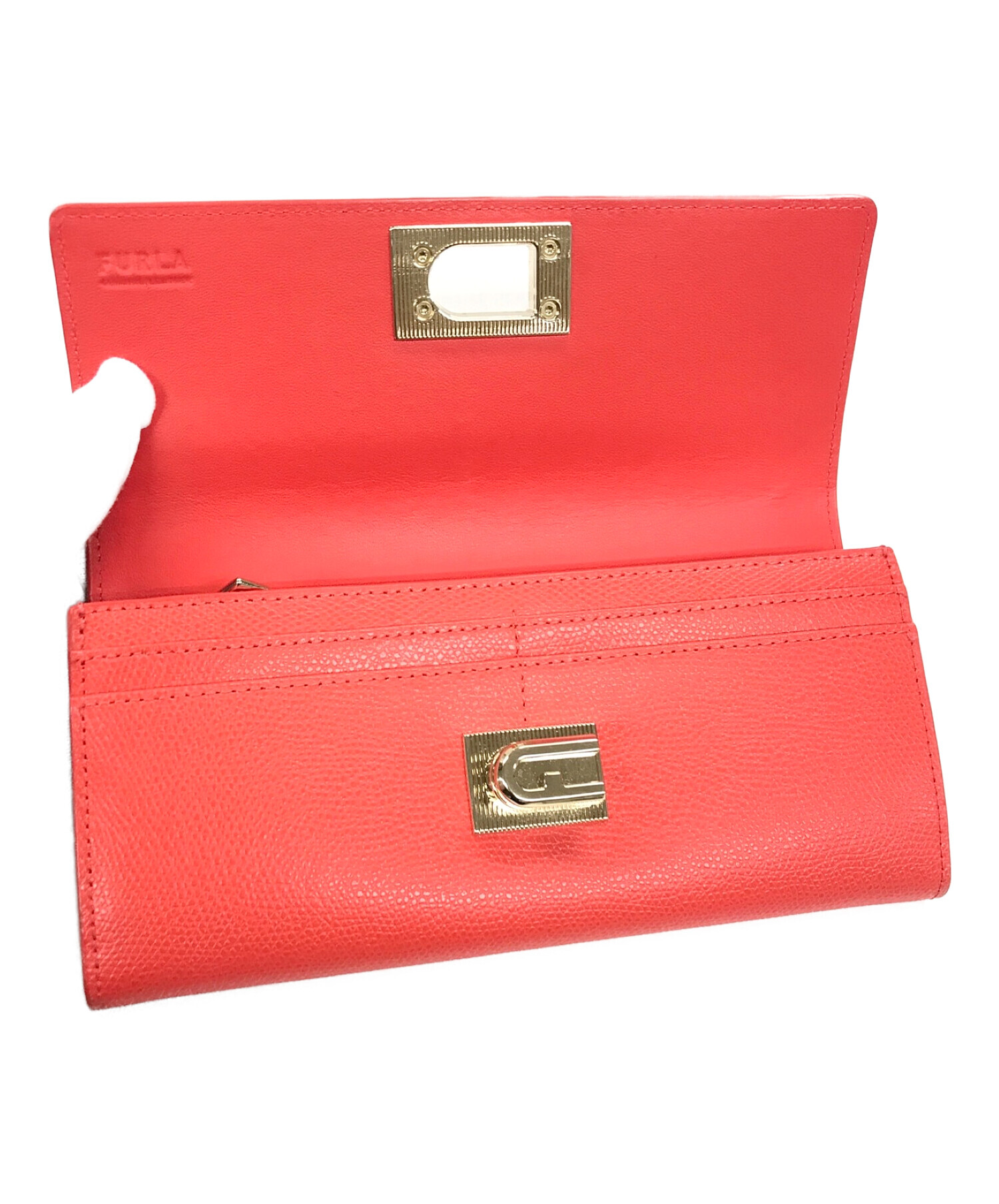 大幅値下げ！！新品・未使用　FURLA 赤 レザー 長財布 中古・古着通販】FURLA (フルラ) 長財布 レッド サイズ:実寸サイズにて