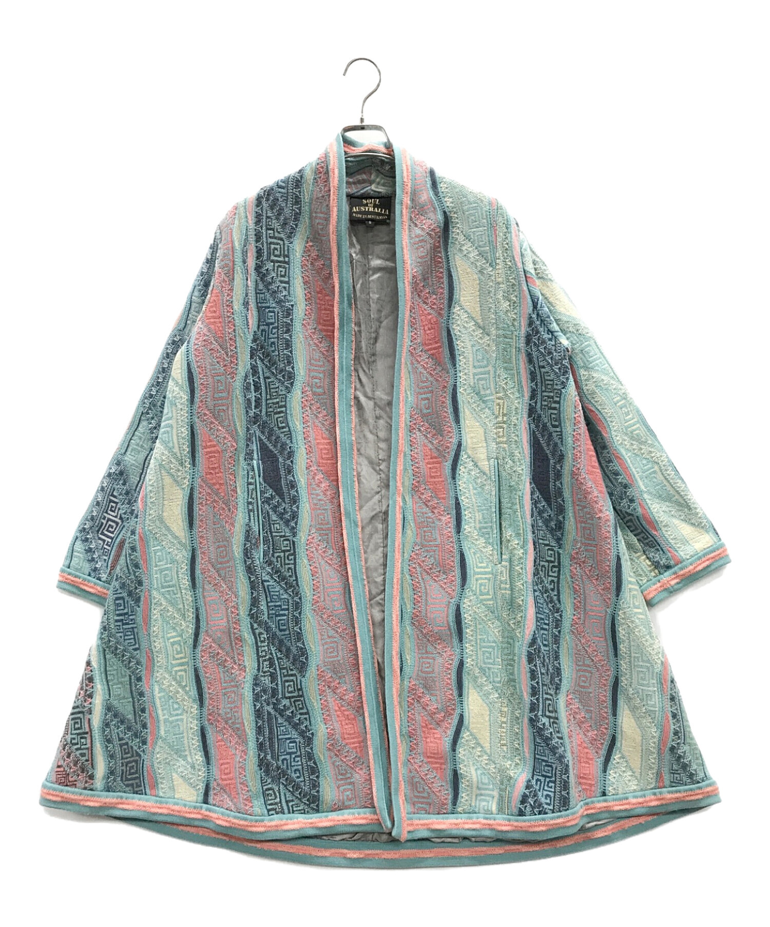 COOGI クージー 3Dニット ガウン コート 古着 オーストラリア製 中古・古着通販】Coogi (クージー) 3Dニットコート ブルー×ピンク