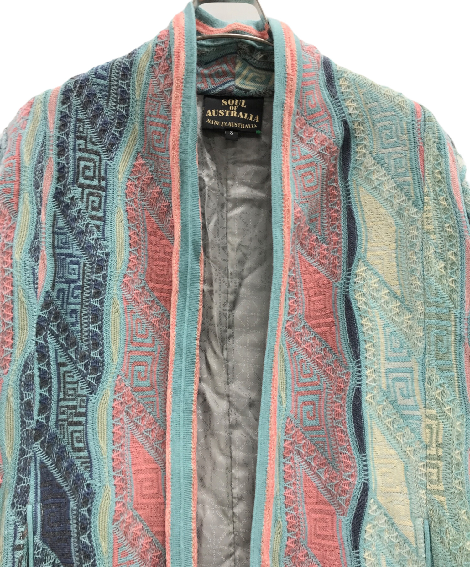 中古・古着通販】Coogi (クージー) 3Dニットコート ブルー×ピンク
