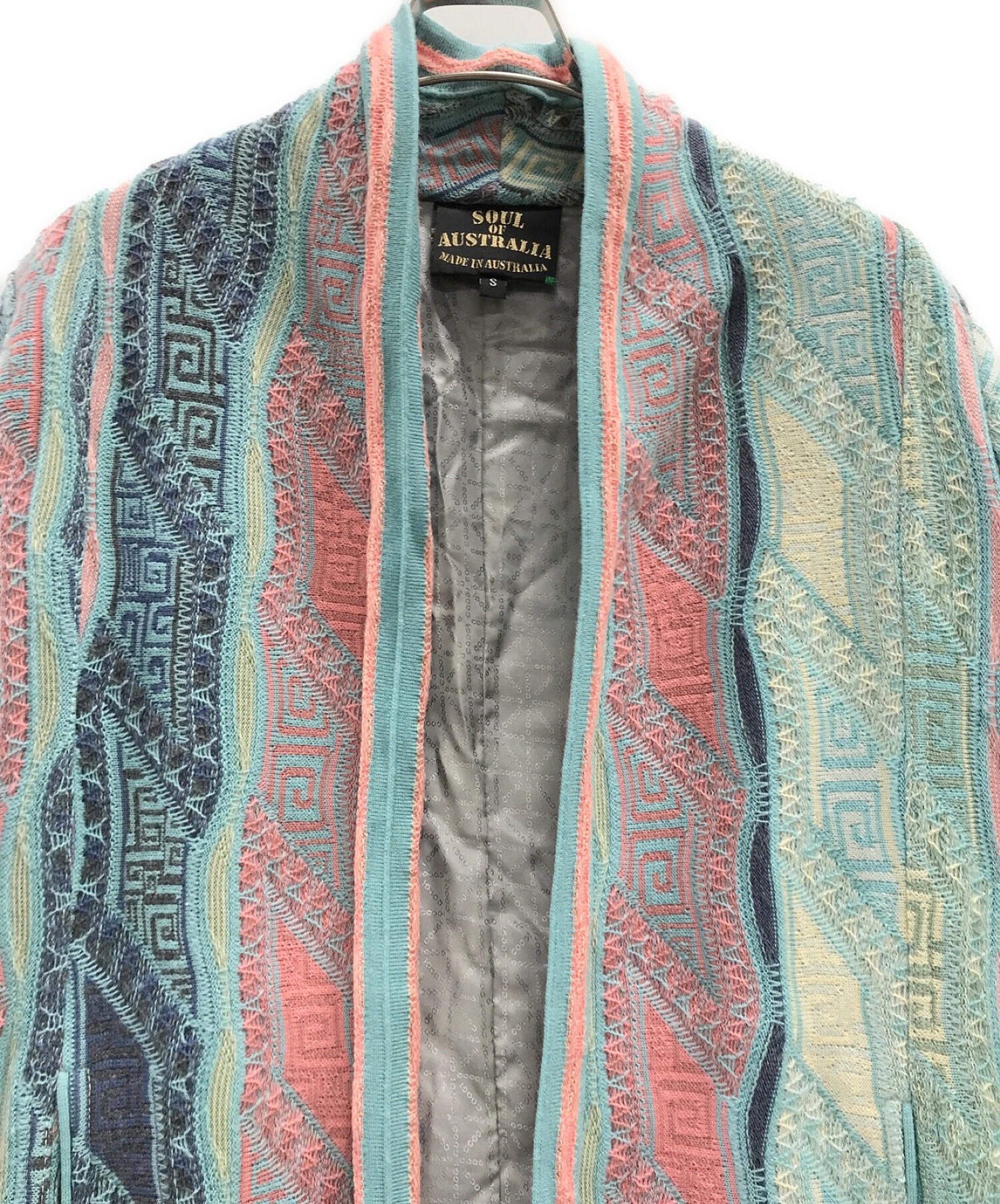 中古・古着通販】Coogi (クージー) 3Dニットコート ブルー×ピンク