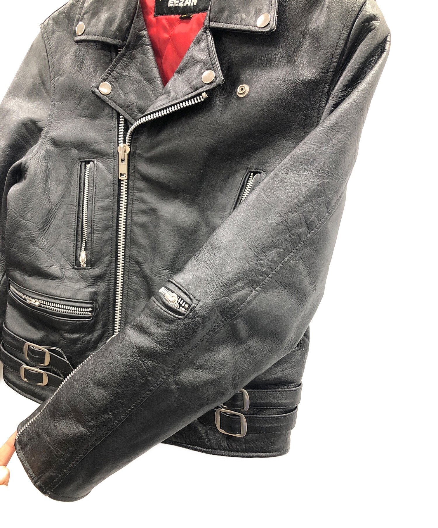 EEZAN ダブルライダースジャケット 40 ブラック ロンジャン EEZAN ダブルライダースジャケット 40 ブラック ロンジャン