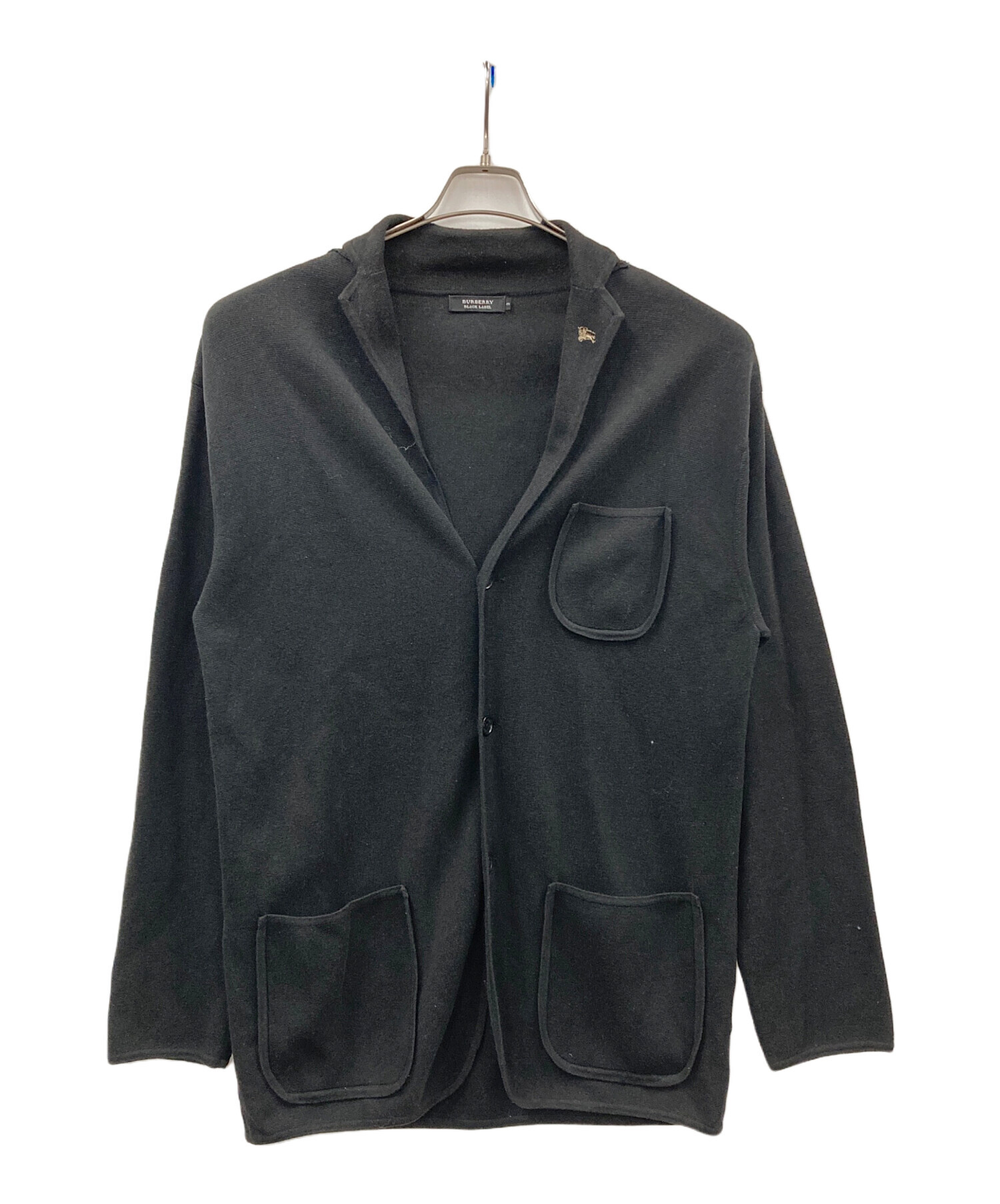 BURBERRY GOLF 黒いニットカーディガンジャケット 長袖 ジッパー付 