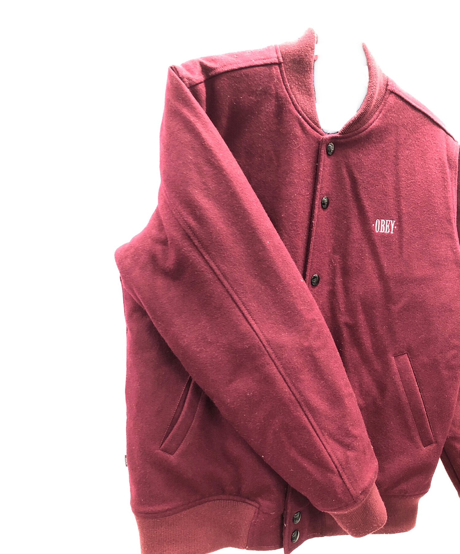 中古・古着通販】OBEY (オベイ) スタジャン エンジ サイズ:M｜ブランド