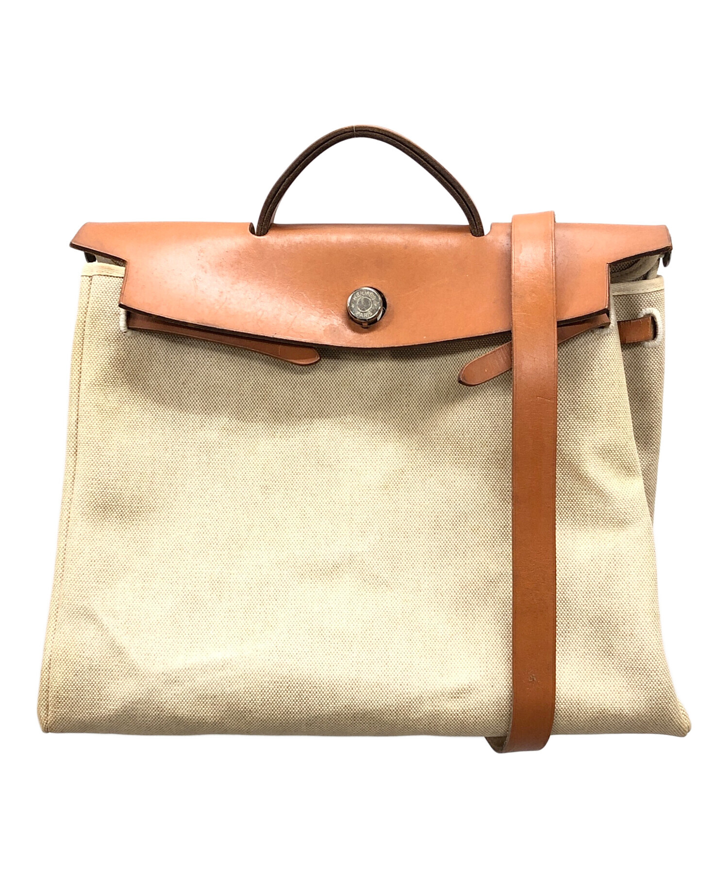 中古・古着通販】HERMES (エルメス) エールバッグMM ベージュ×ブラウン 