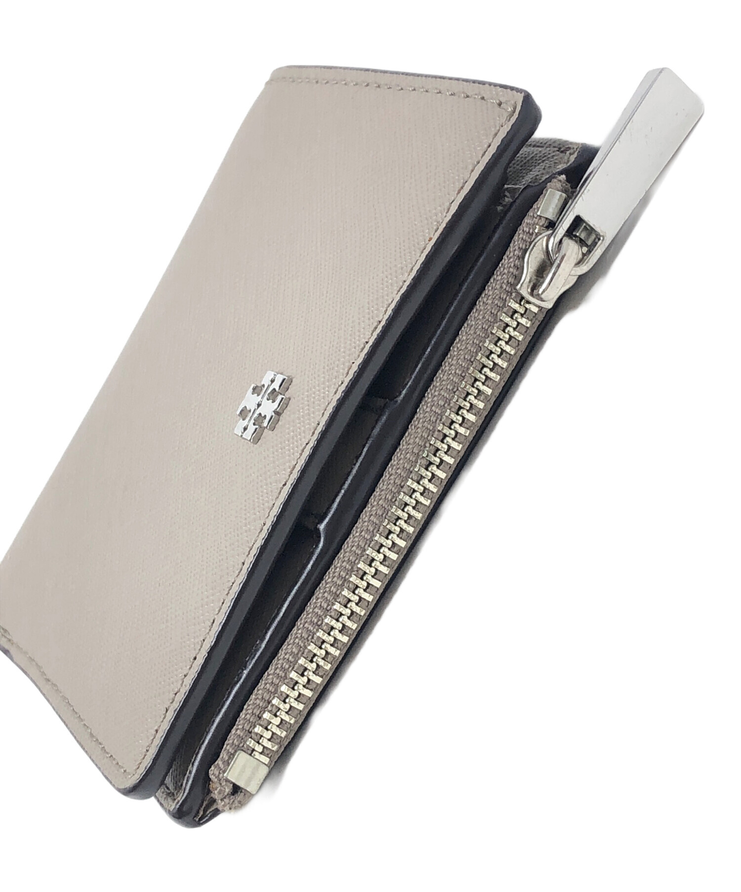 新品未使用品　箱付き　TORY BURCH トリーバーチ　折り財布　ベージュ 中古・古着通販】TORY BURCH (トリーバーチ) 2つ折り財布 ベージュ