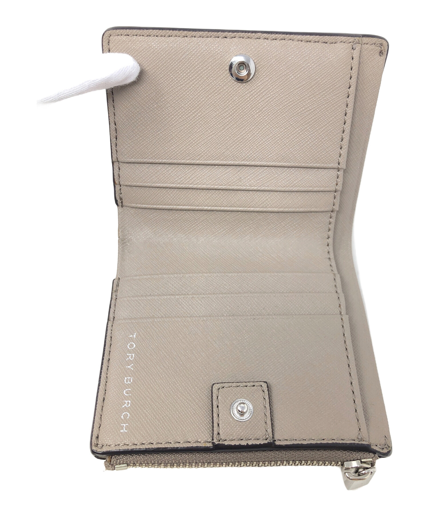 新品未使用品　箱付き　TORY BURCH トリーバーチ　折り財布　ベージュ 中古・古着通販】TORY BURCH (トリーバーチ) 2つ折り財布 ベージュ