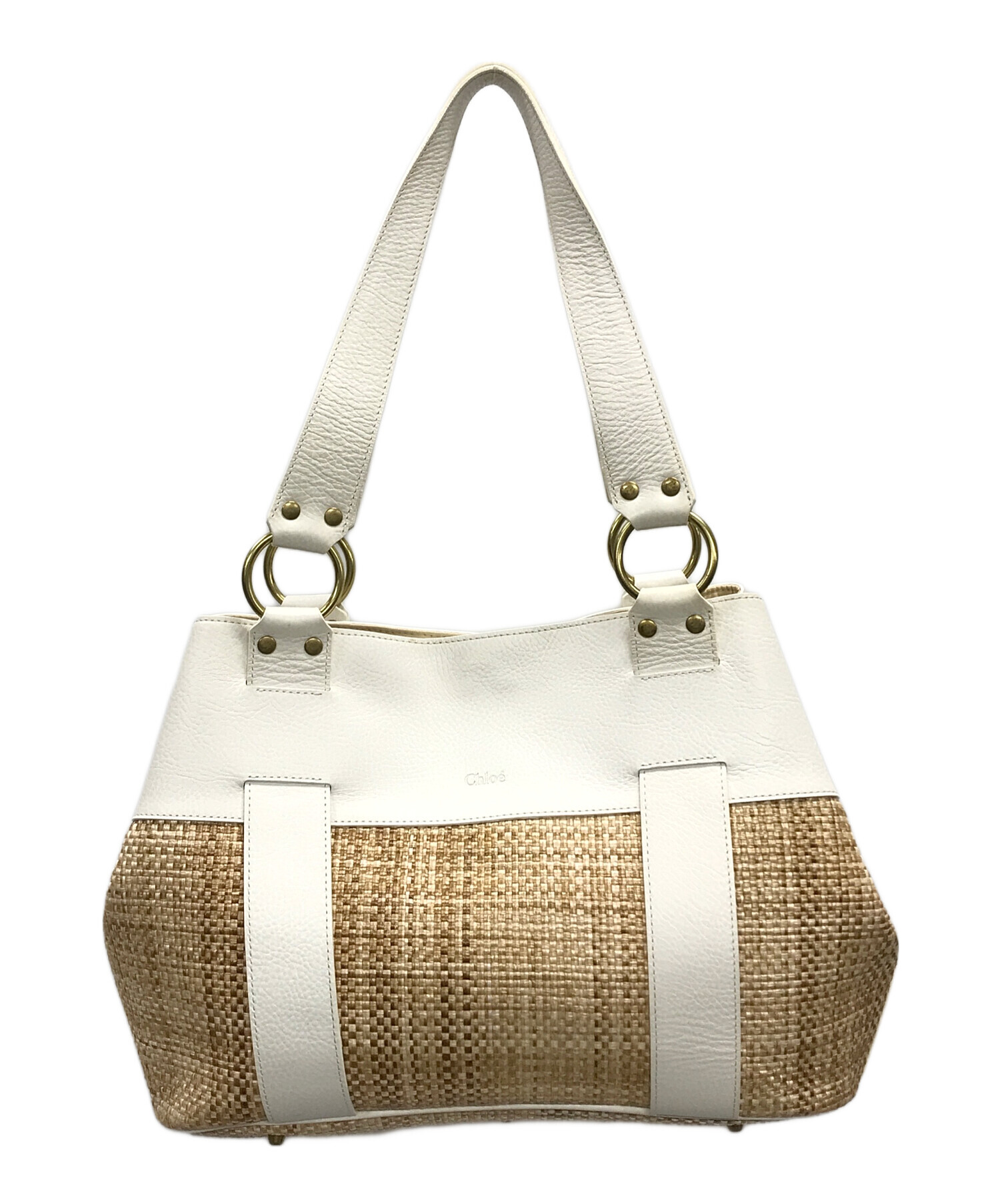 中古・古着通販】Chloe (クロエ) トートバッグ ホワイト×ナチュラル 
