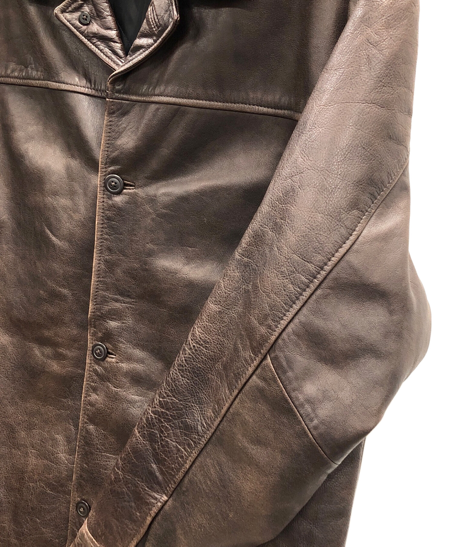 中古・古着通販】GAP (ギャップ) レザーコート ブラウン サイズ:XL