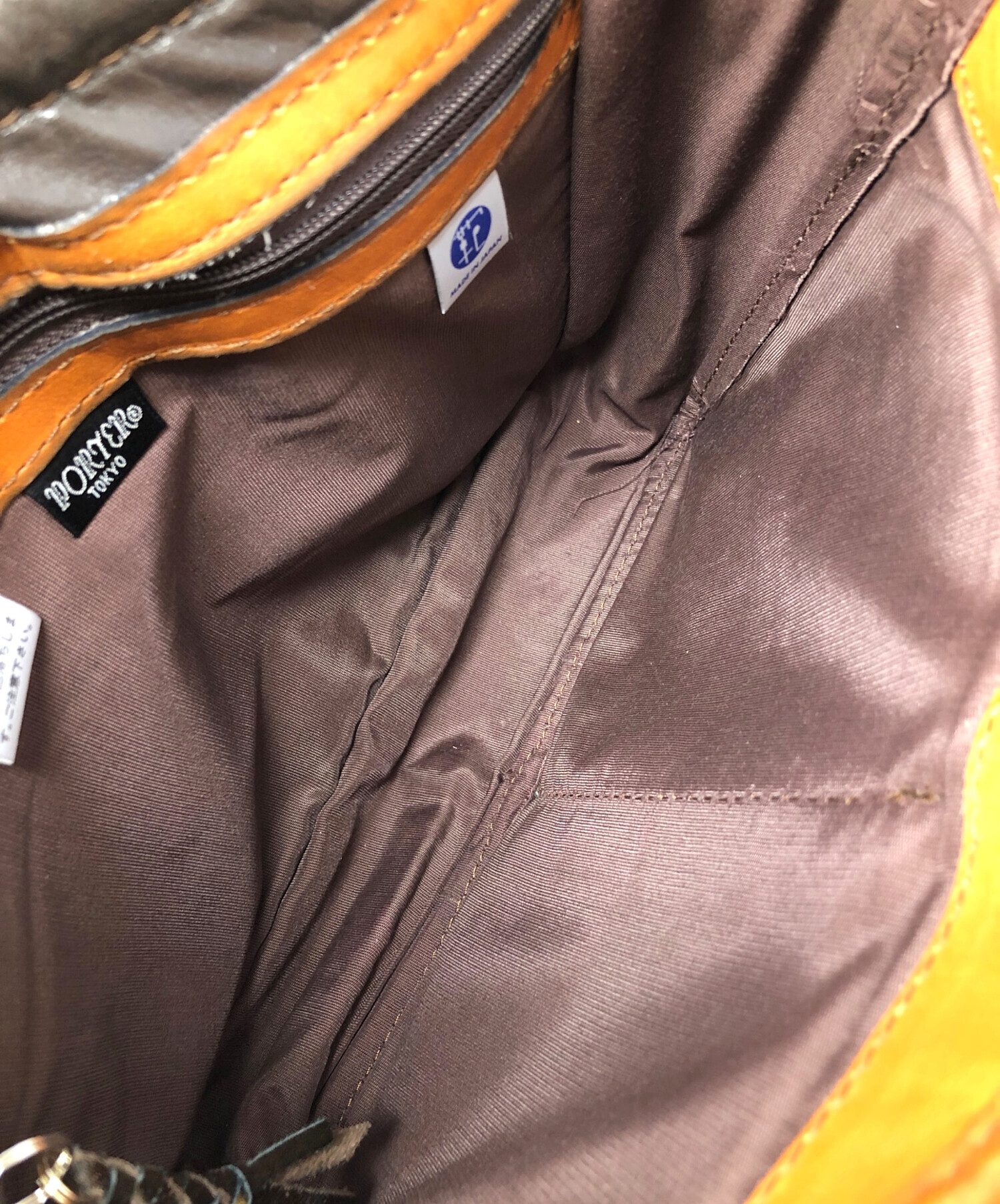 中古・古着通販】PORTER (ポーター) レザーショルダーバッグ ブラウン