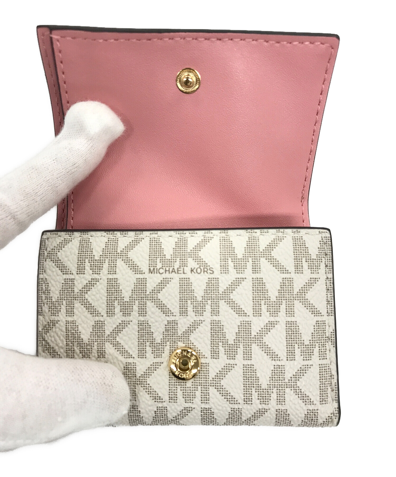 新品 MICHEAL KORS マイケルコース 三つ折り 財布 ホワイトピンク