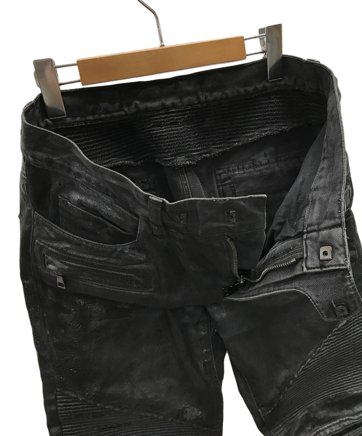 BALMAIN HOMME コーティング ブラックデニム 31