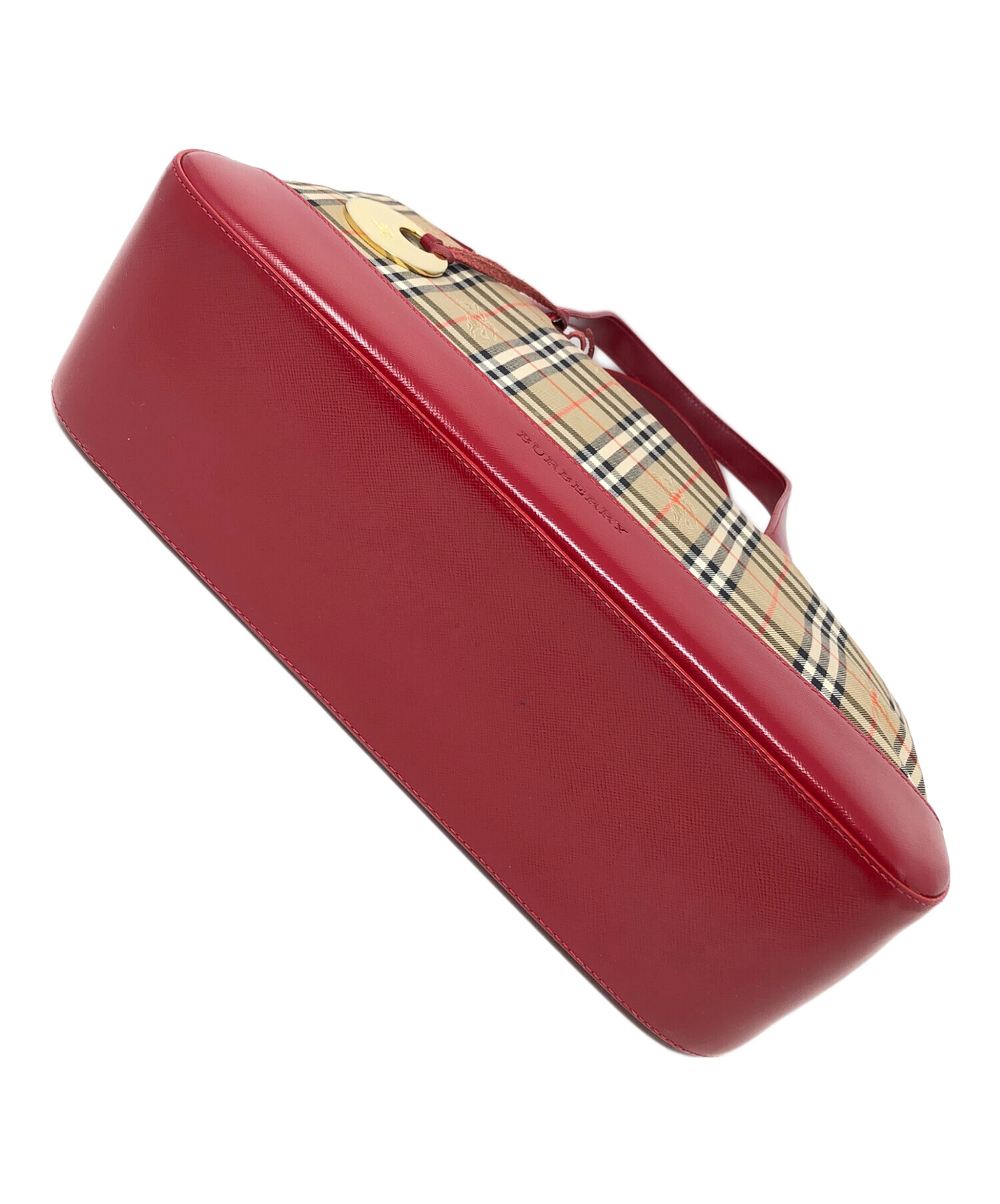 中古・古着通販】BURBERRY (バーバリー) ハンドバッグ ベージュ×レッド 