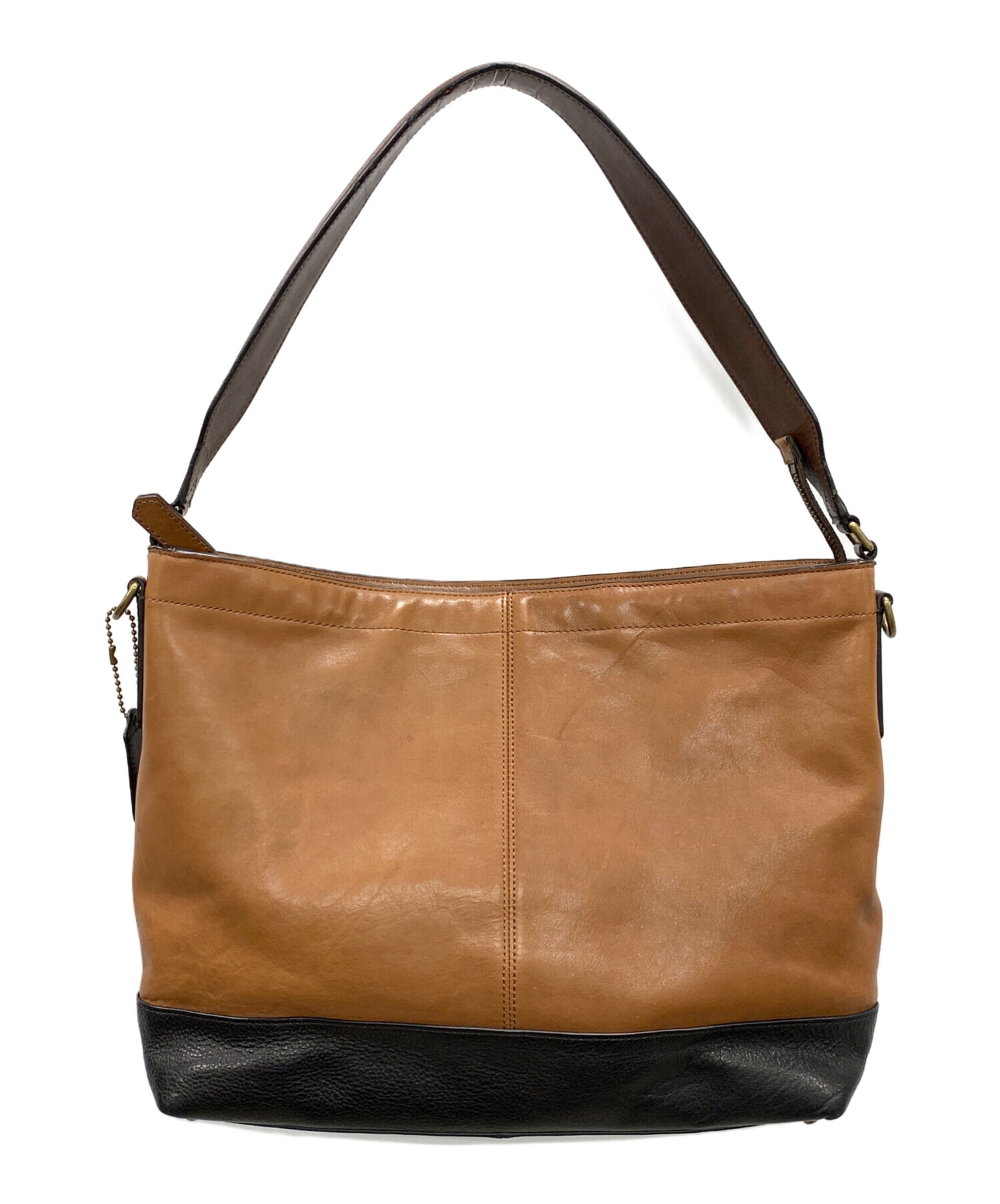 中古・古着通販】COACH (コーチ) レザーショルダーバッグ ブラック 