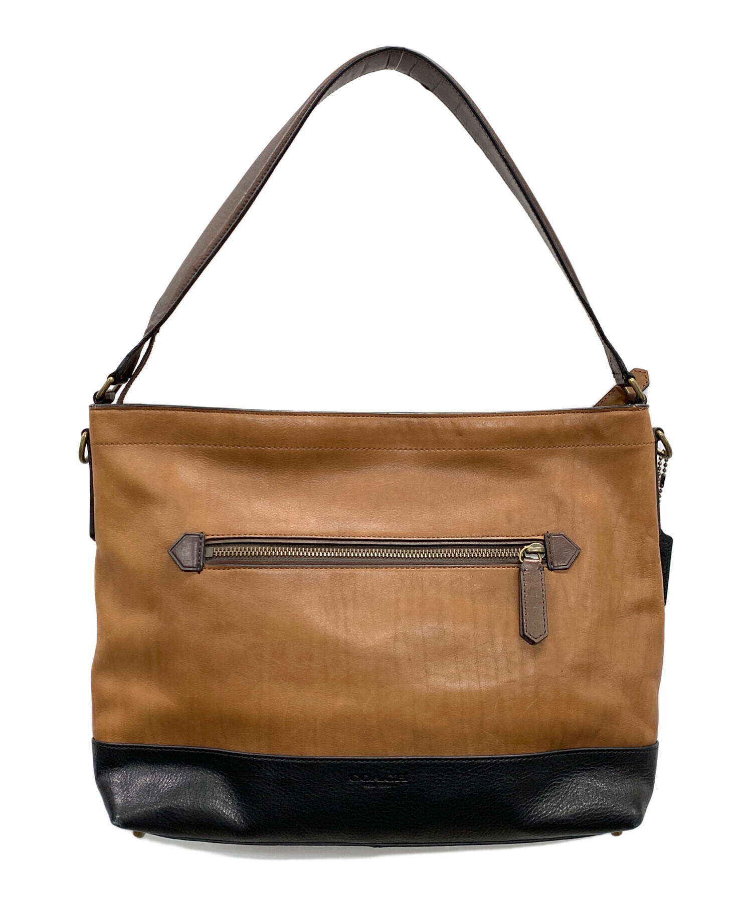 中古・古着通販】COACH (コーチ) レザーショルダーバッグ ブラック 