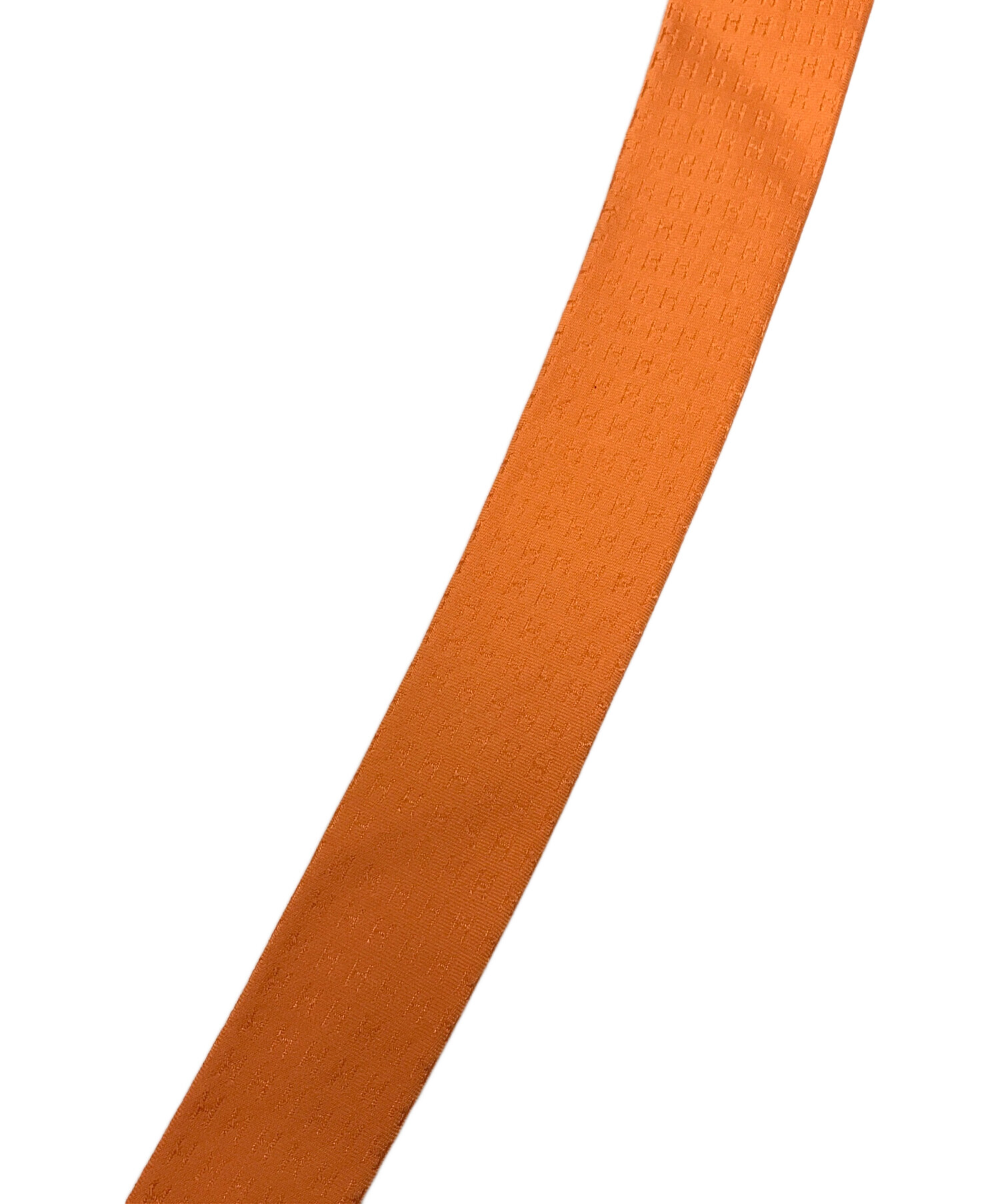 極美品　エルメス　ネクタイ　ファソネ　カデナ　ワンポイント　ソリッド　オレンジ 極美品エルメスネクタイファソネカデナワンポイントソリッドオレンジ