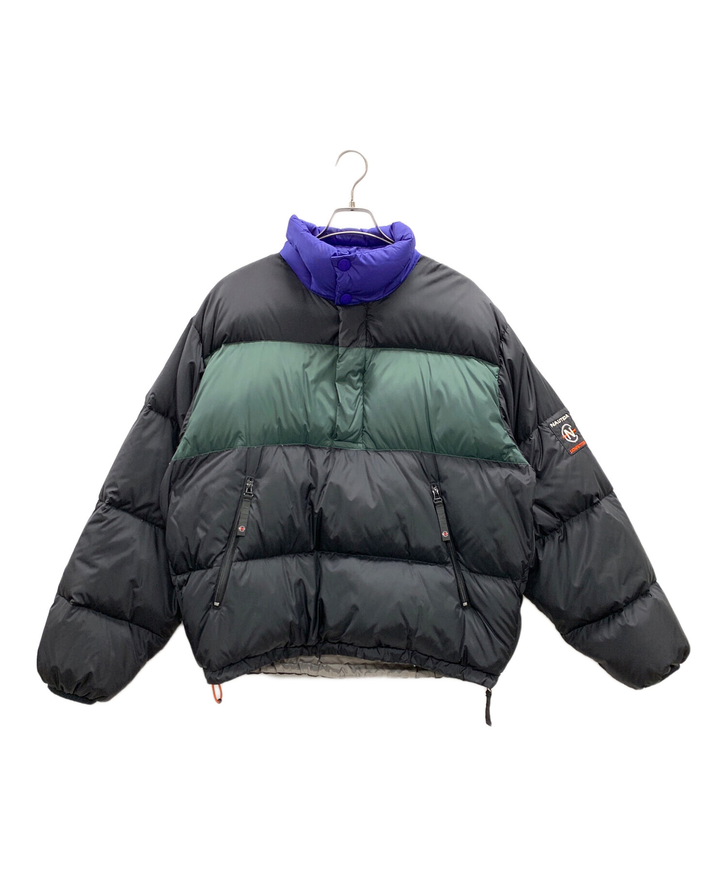 NAUTICA / モッズダウンコート ダークグリーン NAUTICA/ヴィンテージライク 衿切り替え クラッシュド ダックコート