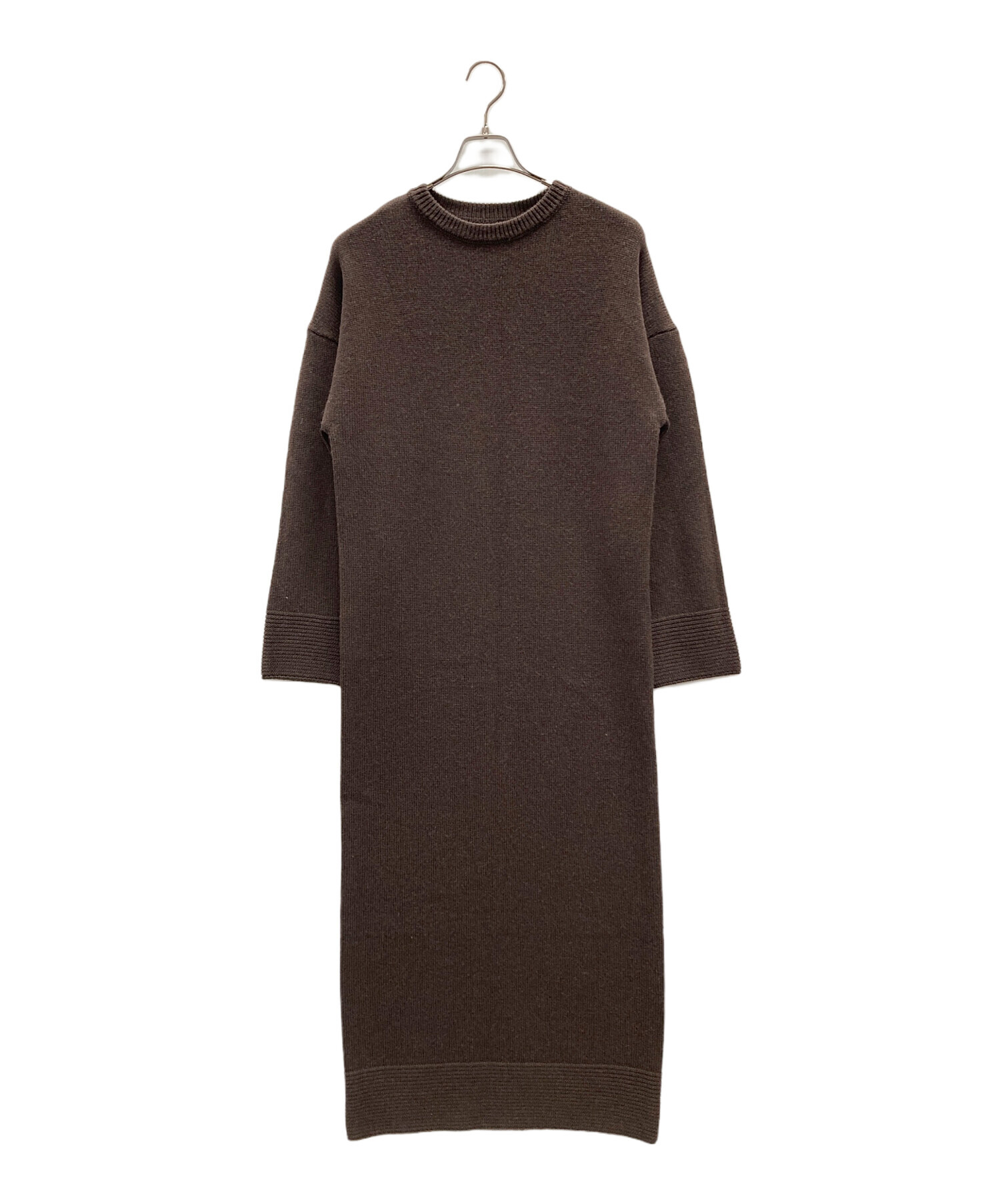 ETRÉ ブラウン ニットロングワンピース Sサイズ 中古・古着通販】ETRE TOKYO (エトレトウキョウ) フーディーストール