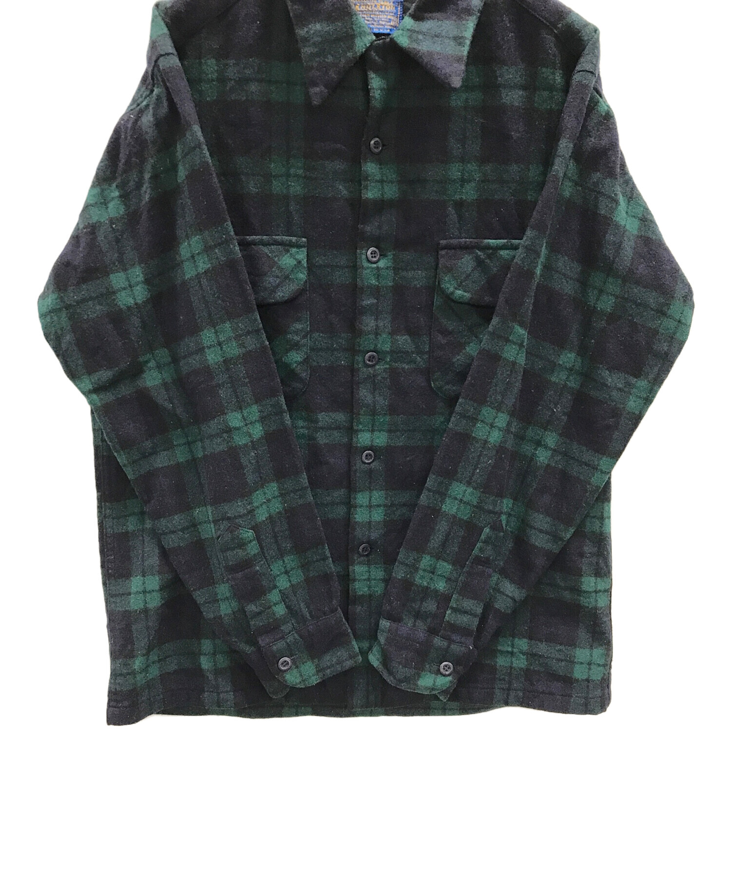 ペンドルトン ウールシャツ グリーン 中古・古着通販】PENDLETON (ペンドルトン) 70s ウールシャツ