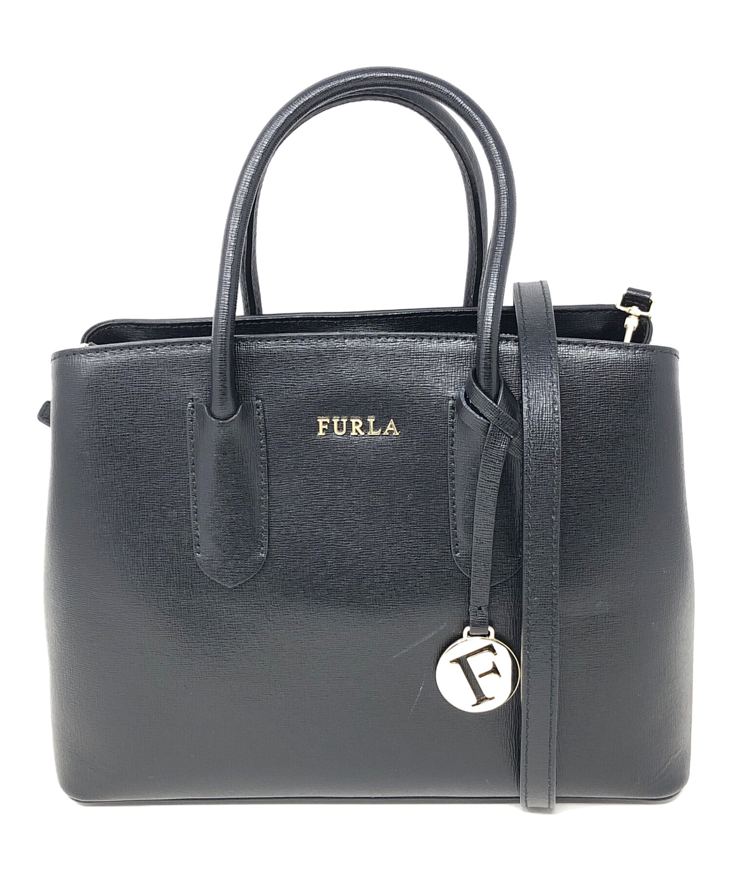 未使用 FURLA フルラ 2WAY テッサ ハンドバッグ ショルダー ブラック 中古・古着通販】FURLA (フルラ) 2WAYショルダーバッグ テッサ