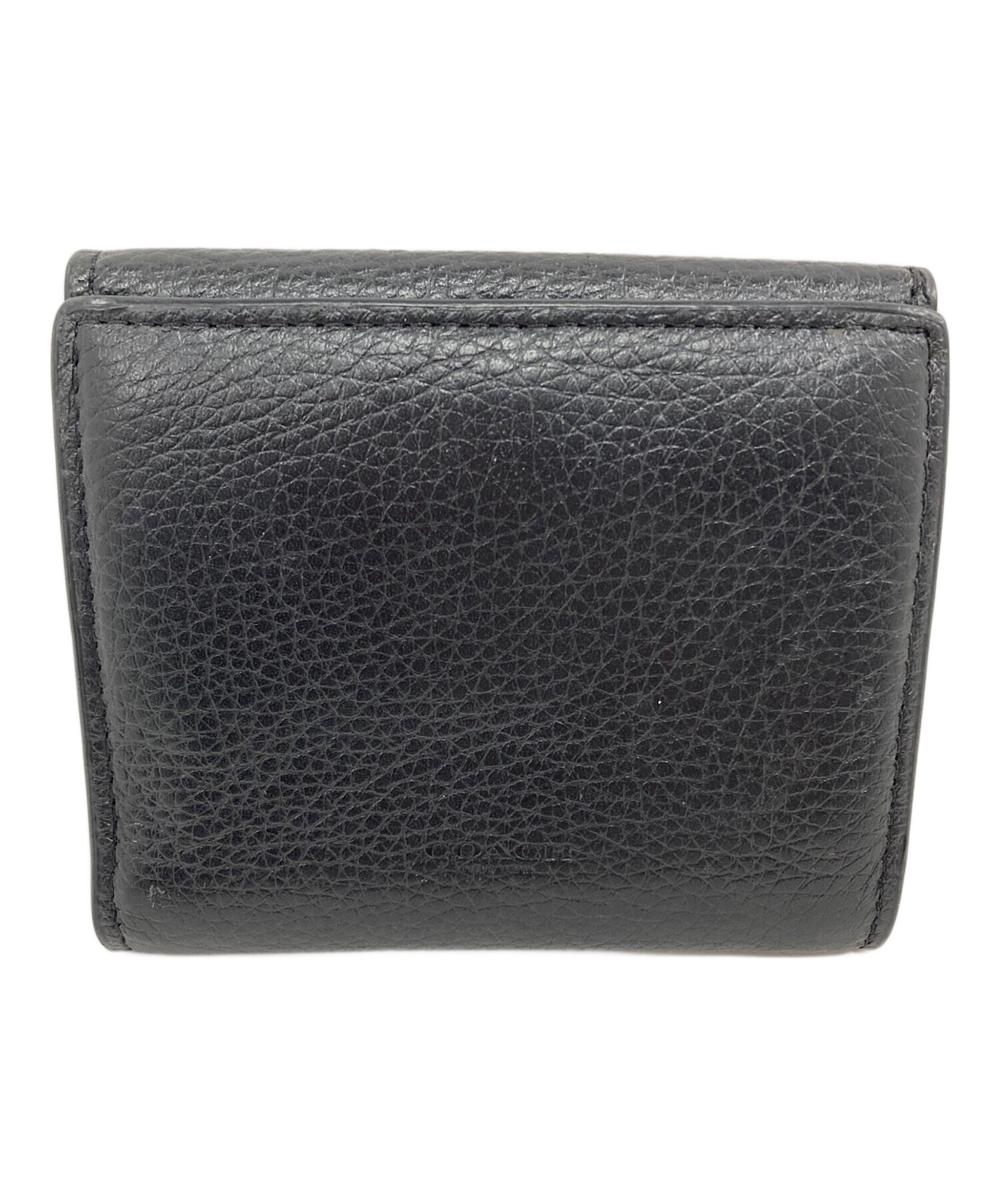 中古・古着通販】COACH (コーチ) 3つ折り財布 シグネチャー ブラック 