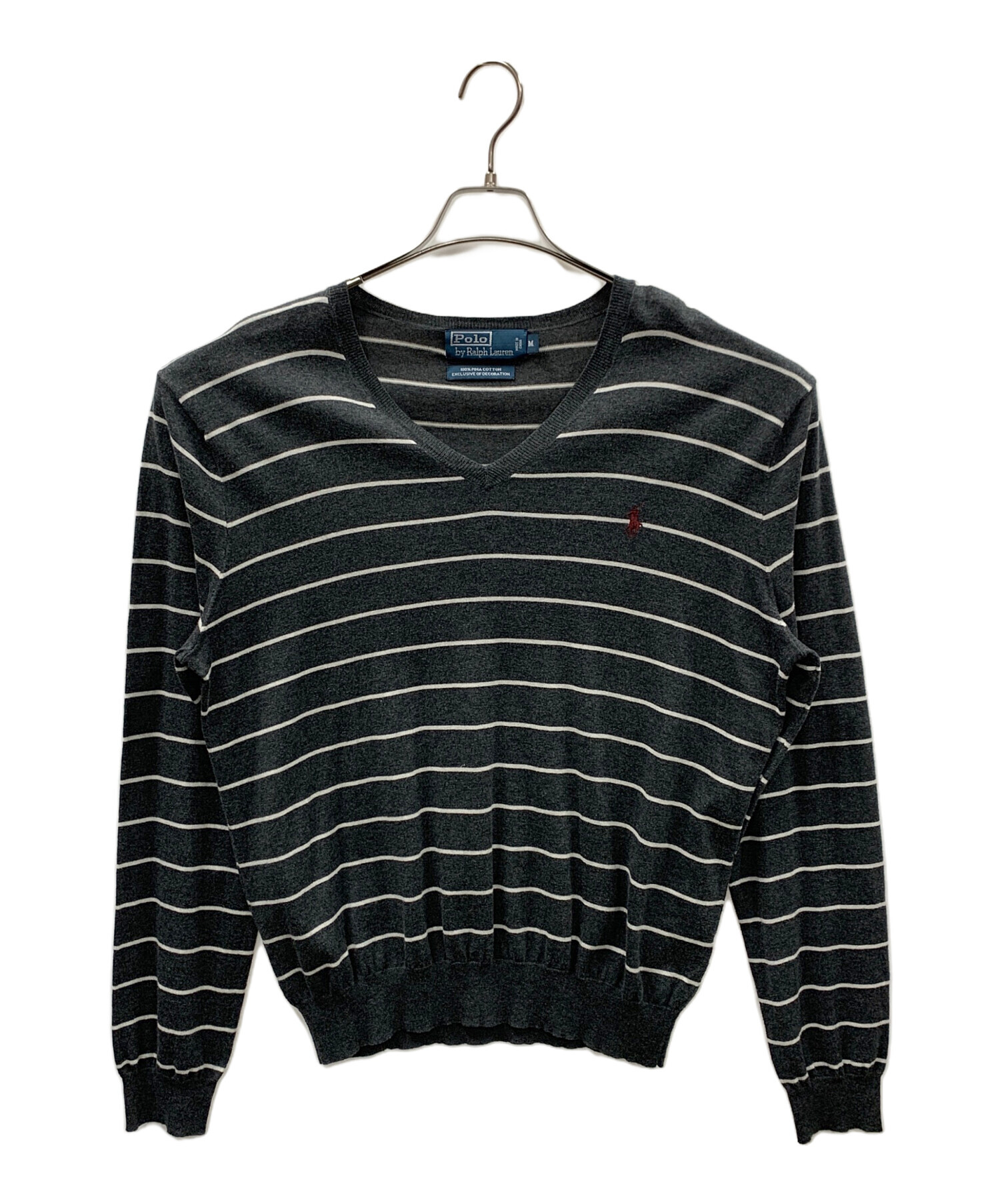 Ralph Lauren ボーダー柄 長袖カットソー 中古・古着通販】POLO RALPH LAUREN (ポロ・ラルフローレン) Vネック