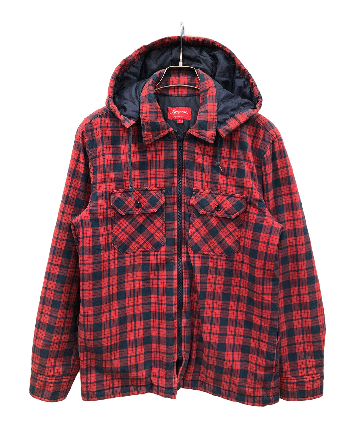 Supreme フード付きチェックジャケット Lサイズ Supreme フード付き