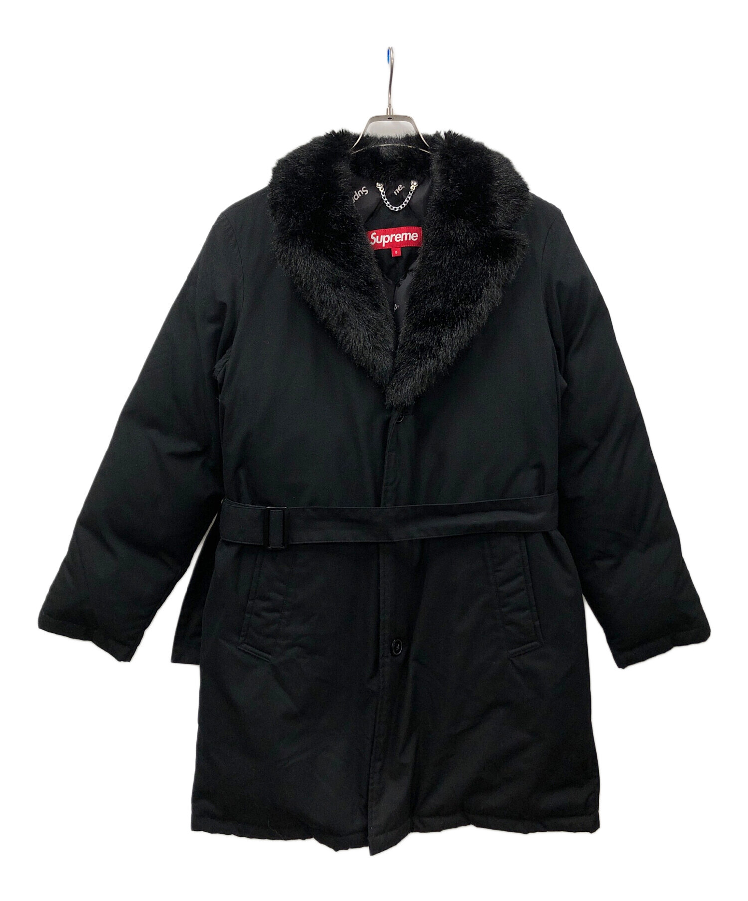 シュプリーム SUPREME coat コート チェック 黒 ブラック 中古・古着通販】SUPREME (シュプリーム) ダウントレンチコート