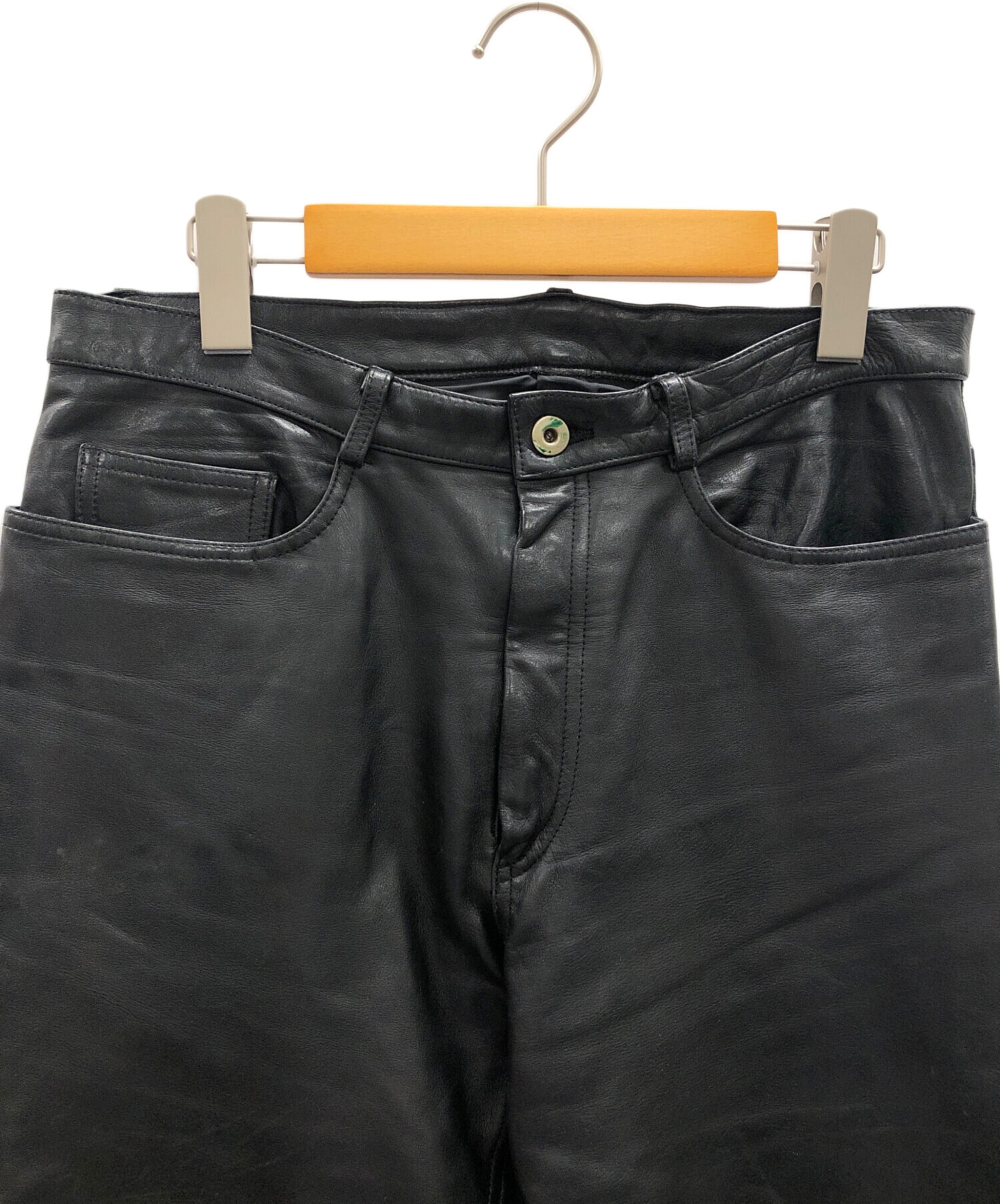 【定価12万円】BIGLIDUE ホースハイド レザーパンツ 馬革 50 黒 中古・古着通販】BIGLIDUE (ビリドゥーエ) ホースレザーパンツ