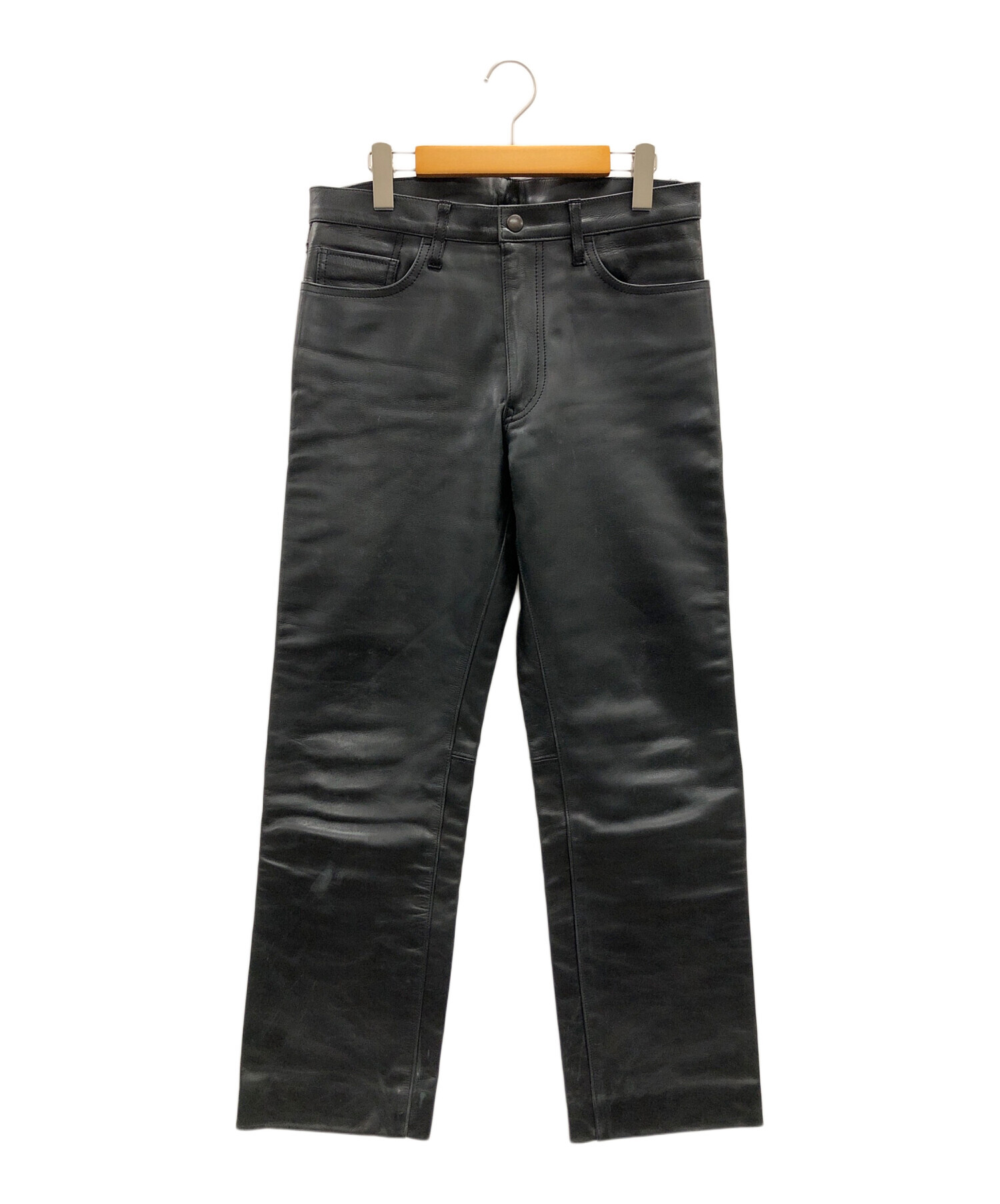 中古・古着通販】BLUE WORK (ブルーワーク) レザーパンツ ブラック 